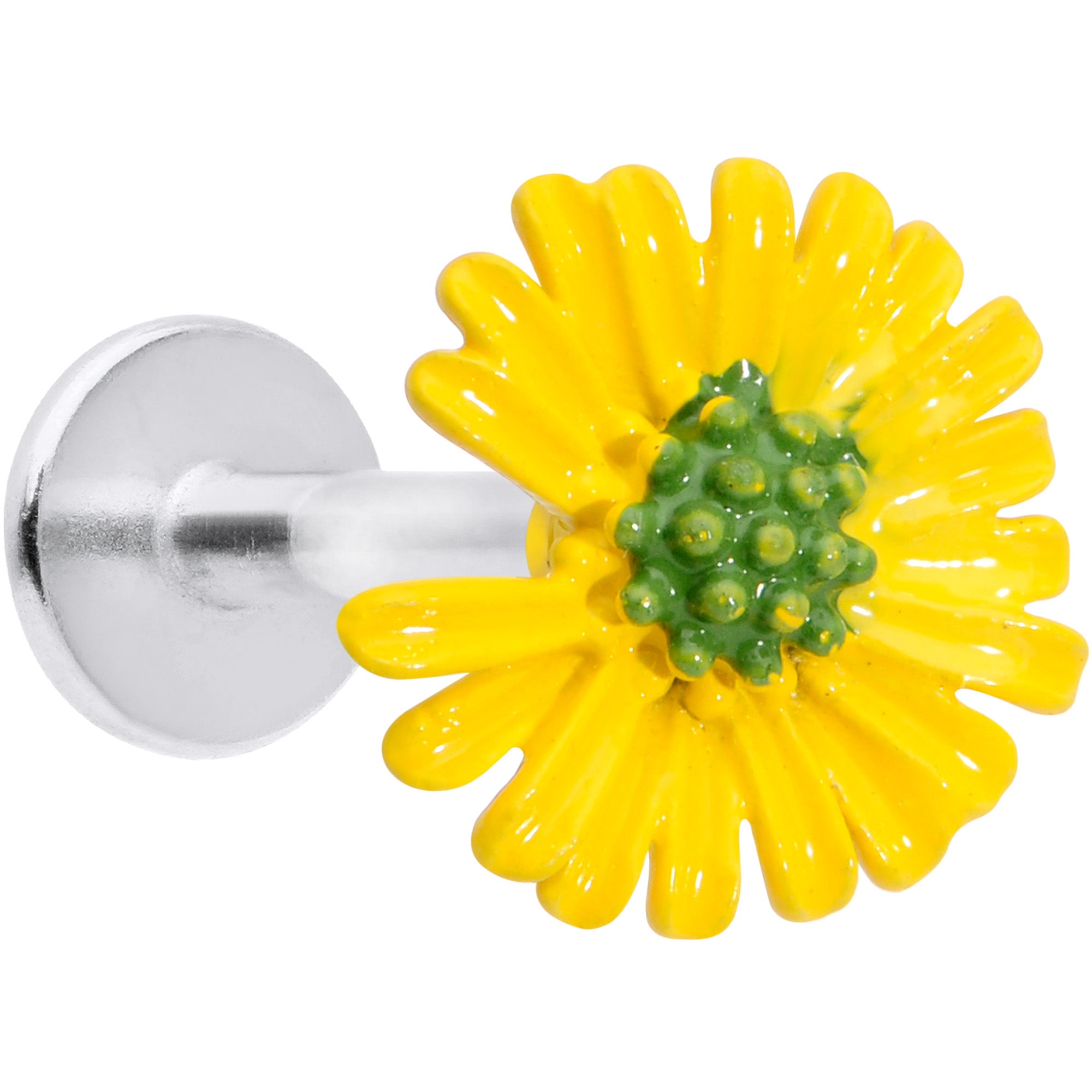 16 Gauge 5/16 Yellow Daisy Flower Labret Monroe Tragus