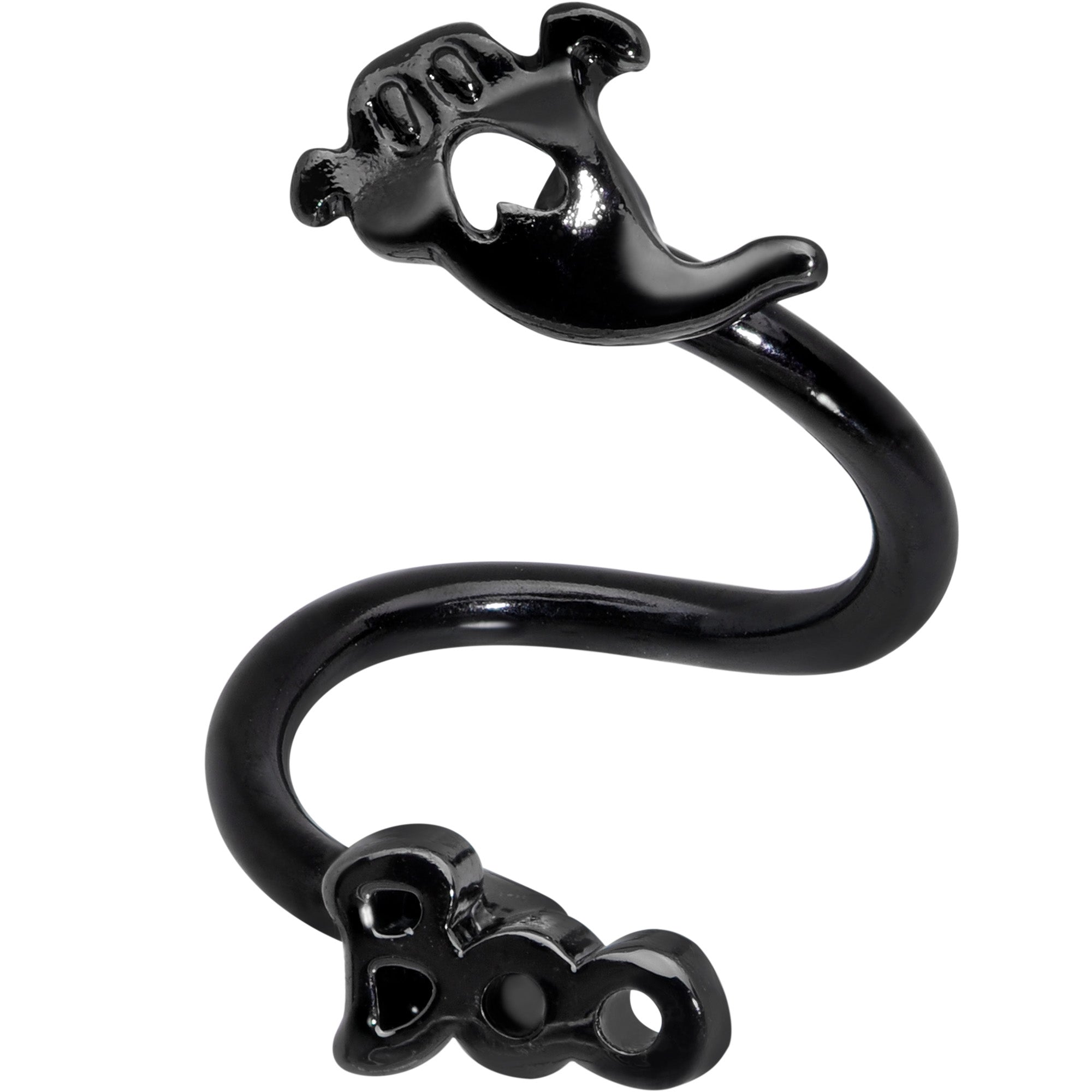 Black Wailing Ghost Boo Halloween Spiral Twister Belly Ring