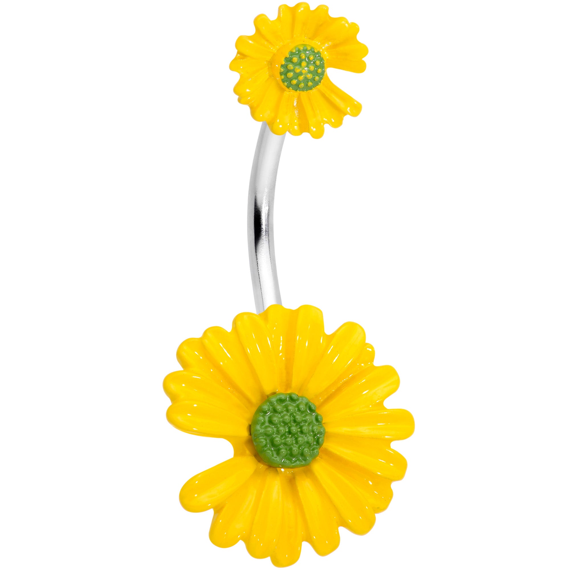 Yellow Double Flower Double Mount Belly Ring