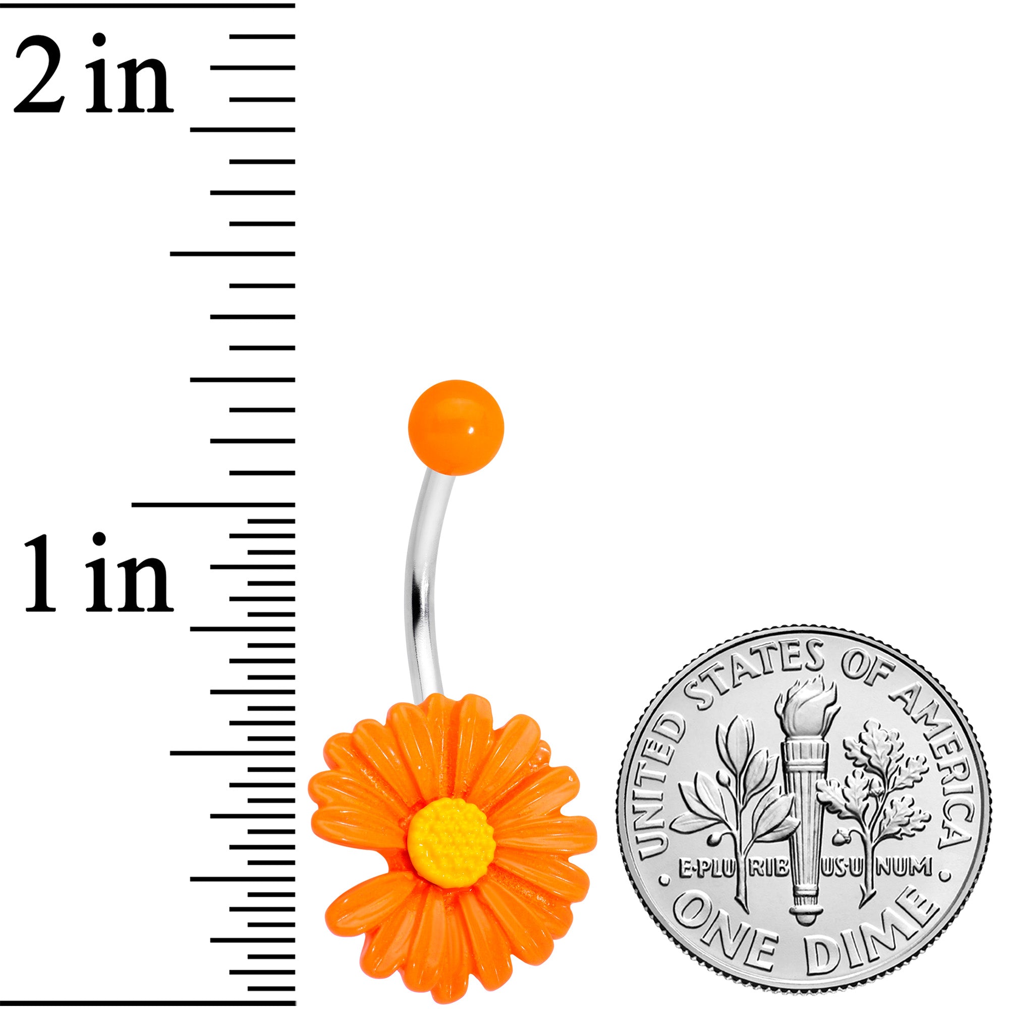 Orange Daisy Flower Belly Ring