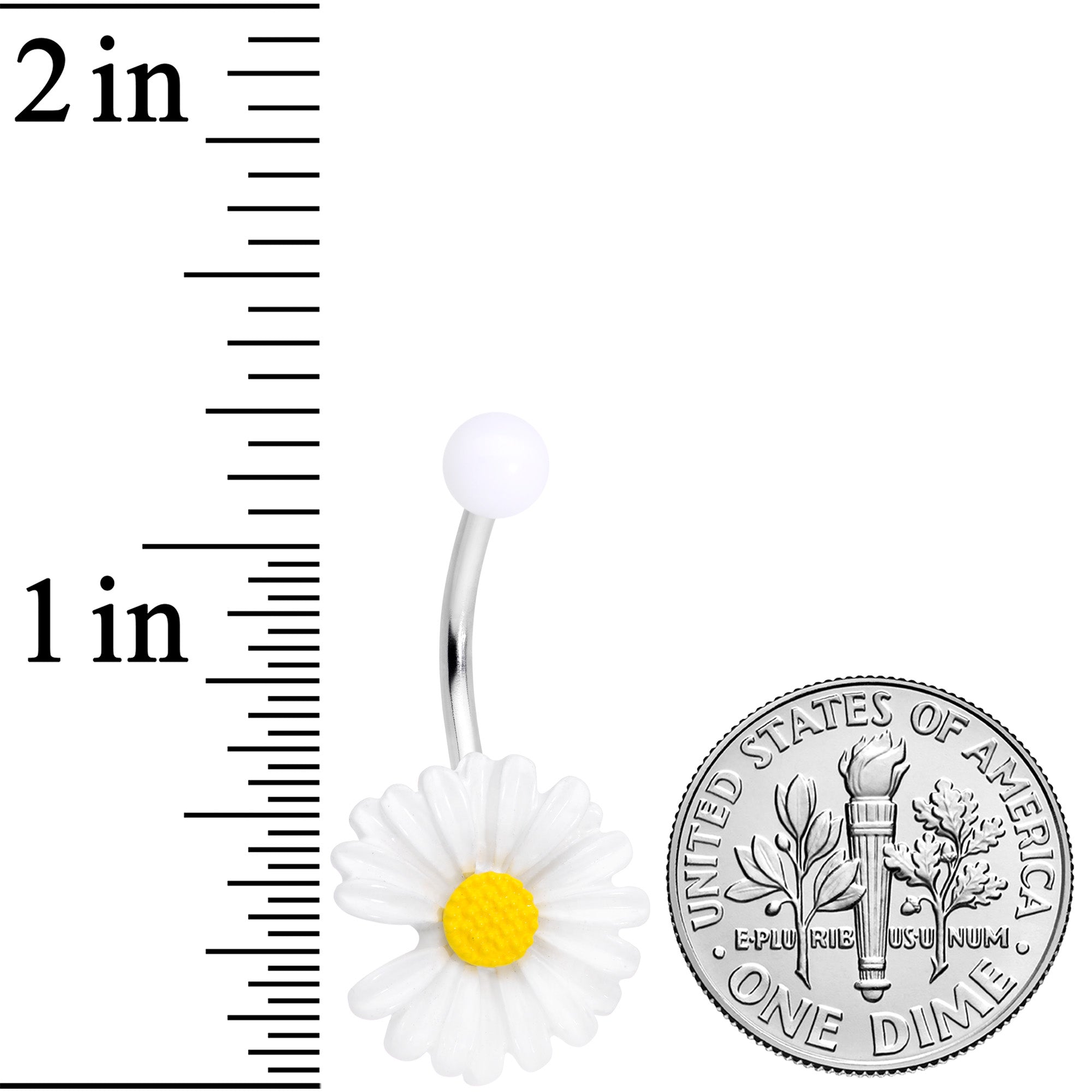 White Daisy Flower Belly Ring