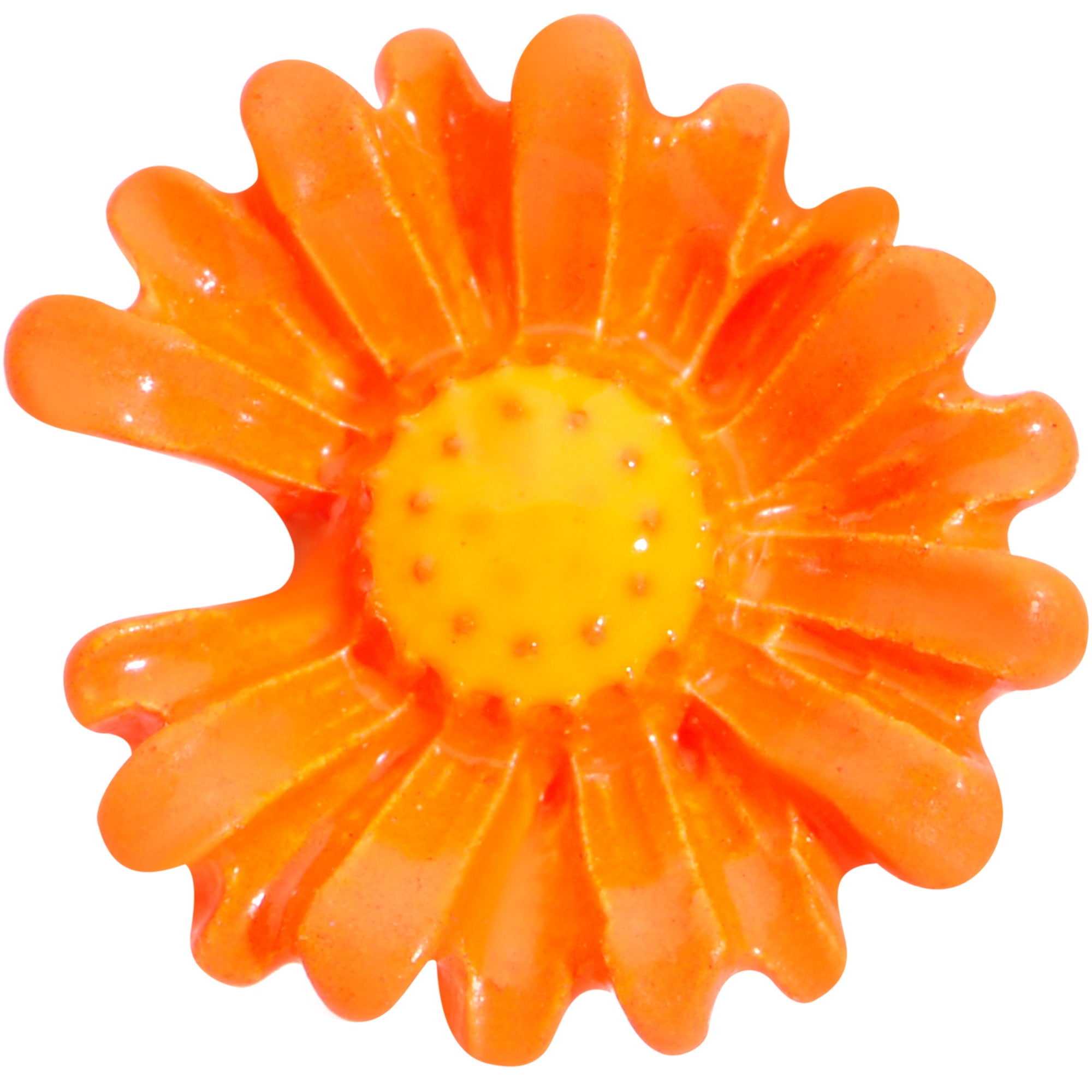 16 Gauge 1/4 Orange Daisy Flower Cartilage Tragus Earring