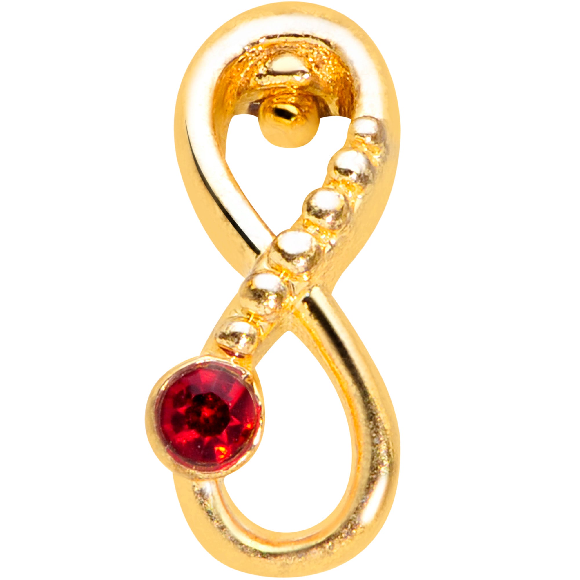 20 Gauge 5/16 Red Gem Gold Tone Infinity Love Nose Hoop