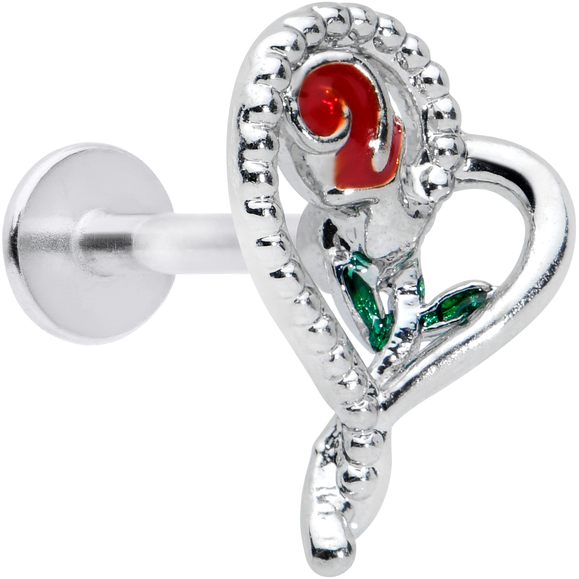 16 Gauge 5/16 Open Heart Rose Valentines Day Labret Monroe Tragus