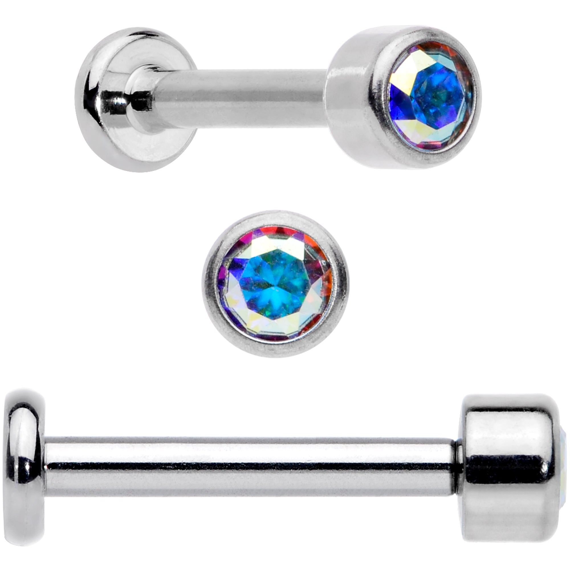 16 Gauge 5/16 Aurora Gem Grade 23 Titanium Internally Threaded Labret