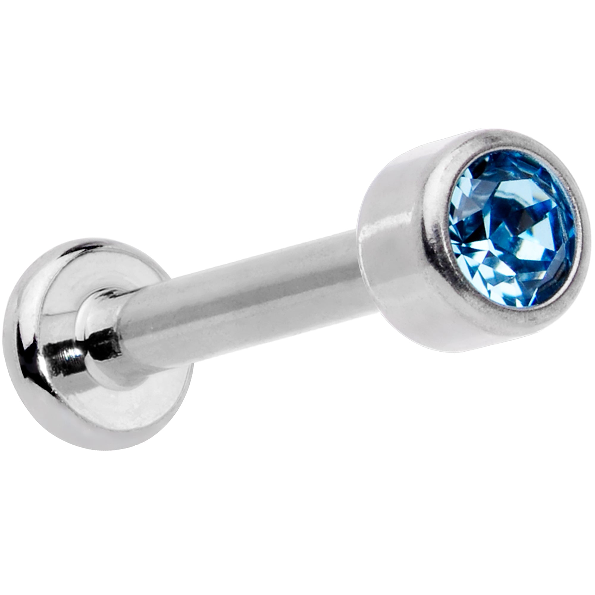 16 Gauge 5/16 Aqua Gem Grade 23 Titanium Internally Threaded Labret