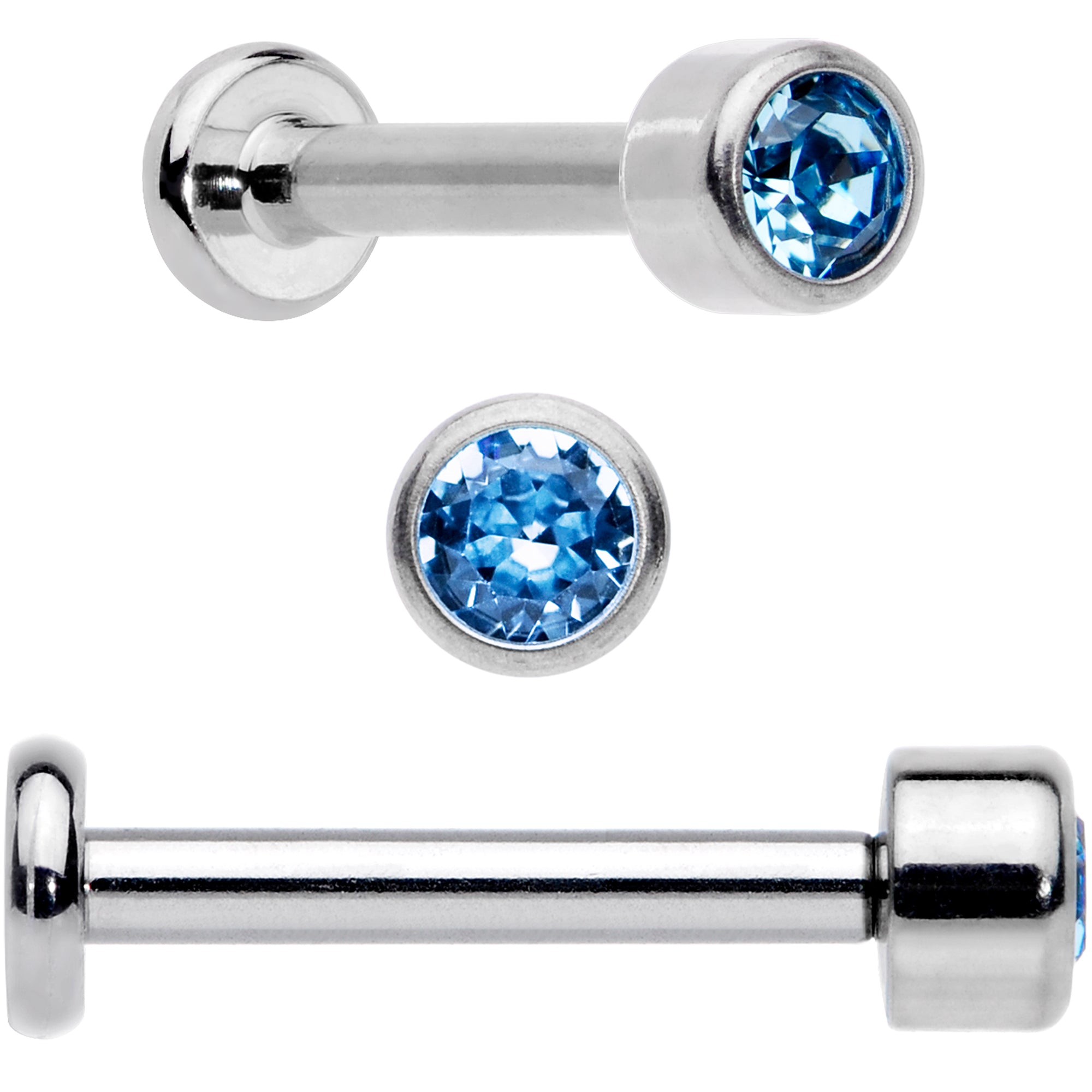 16 Gauge 5/16 Aqua Gem Grade 23 Titanium Internally Threaded Labret