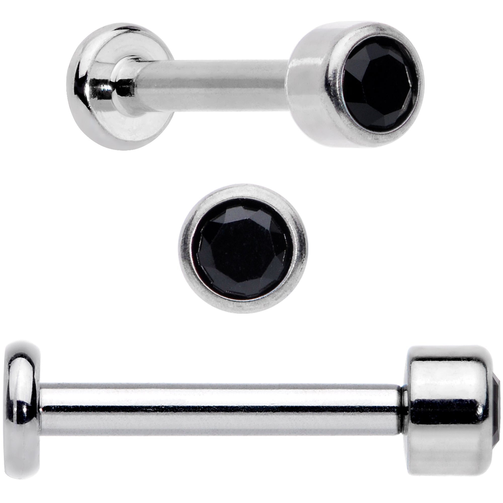 16 Gauge 5/16 Black Gem Grade 23 Titanium Internally Threaded Labret