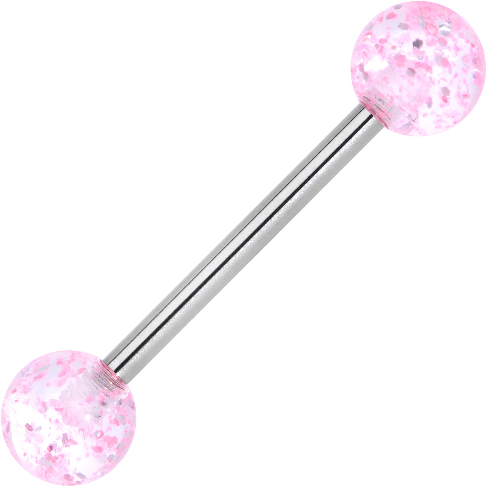 Grade 23 Titanium Pink Glitter Ball Barbell Tongue Ring