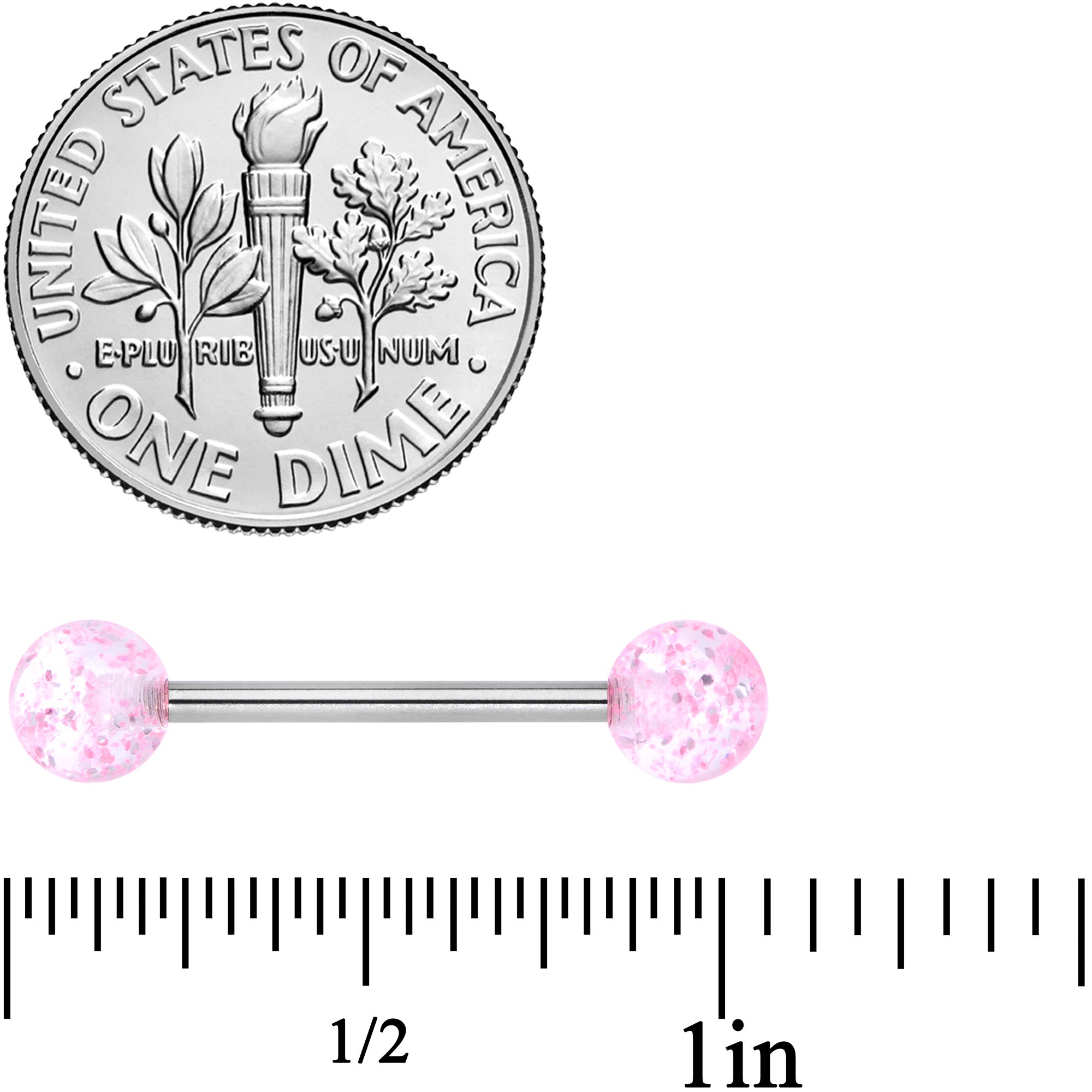 Grade 23 Titanium Pink Glitter Ball Barbell Tongue Ring