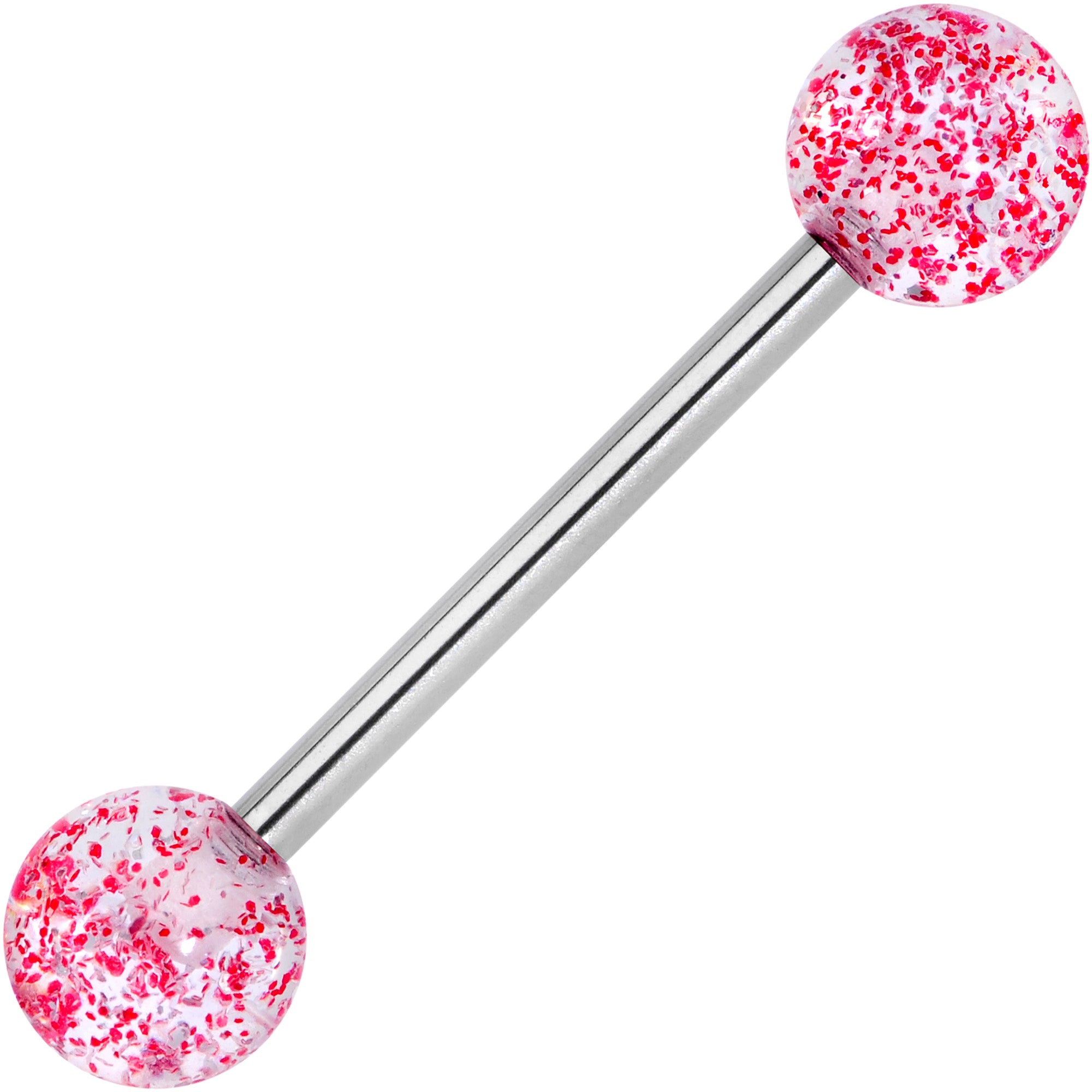 Grade 23 Titanium Red Glitter Ball Barbell Tongue Ring