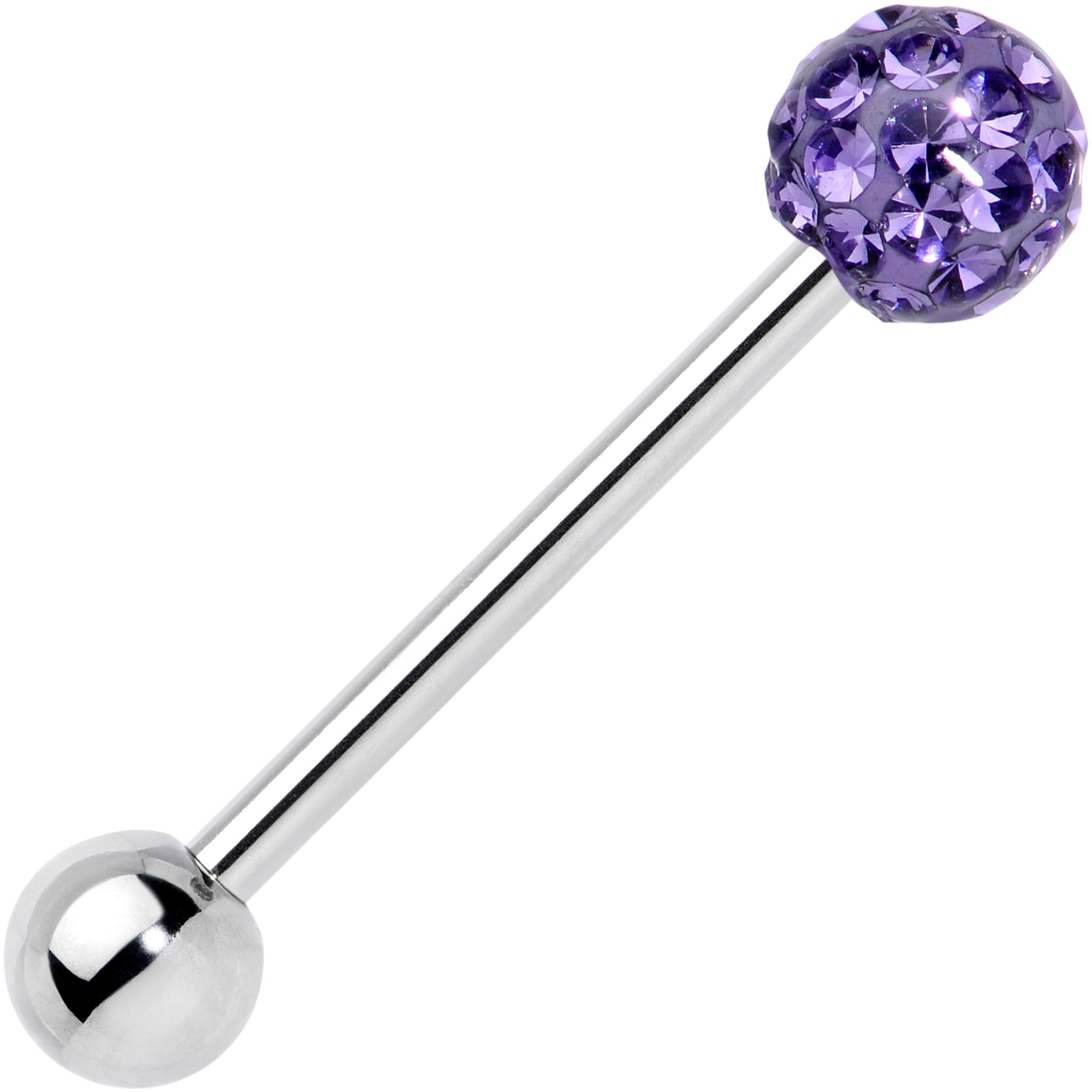 Purple Gem Disco Ball Barbell Tongue Ring