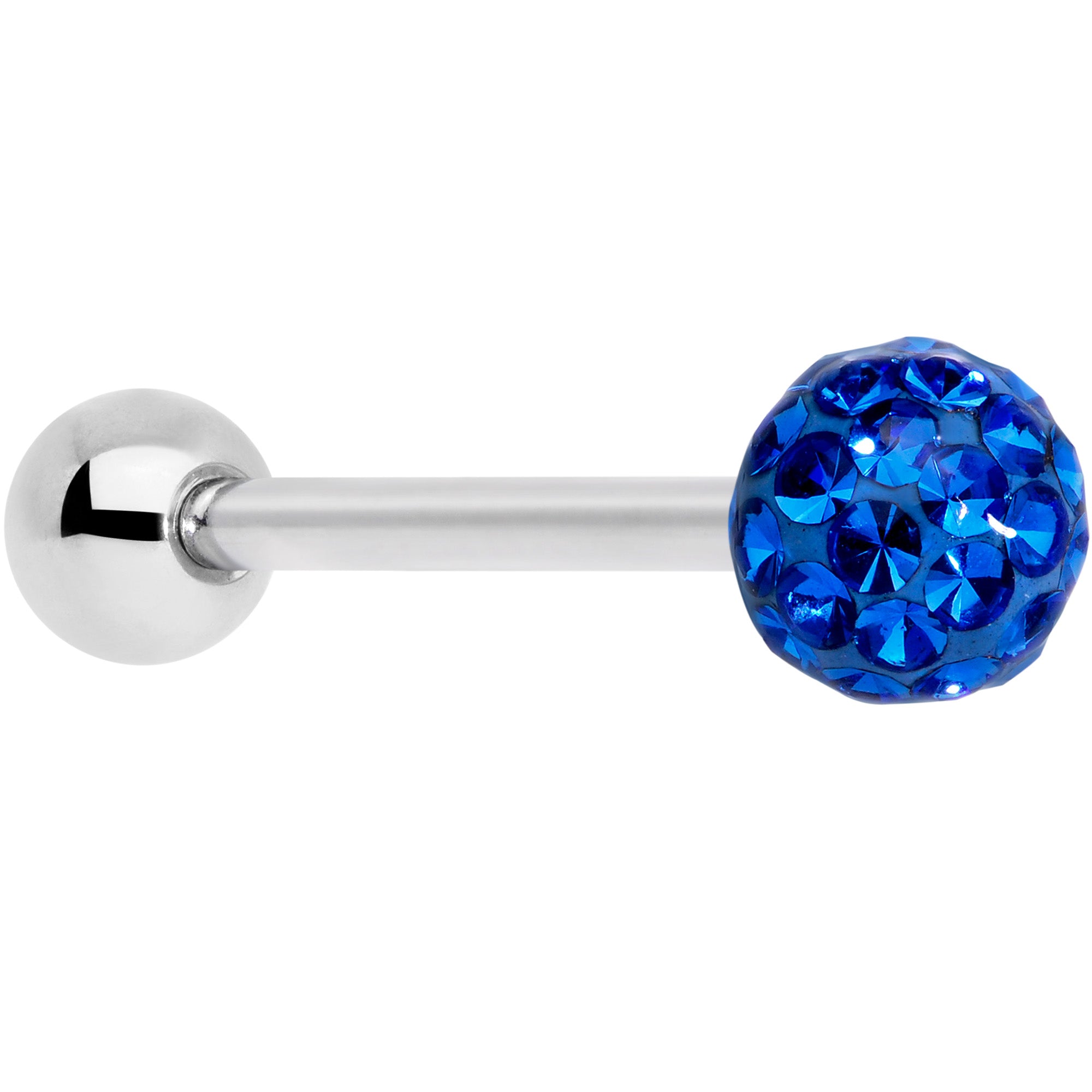 Blue Gem Disco Ball Barbell Tongue Ring