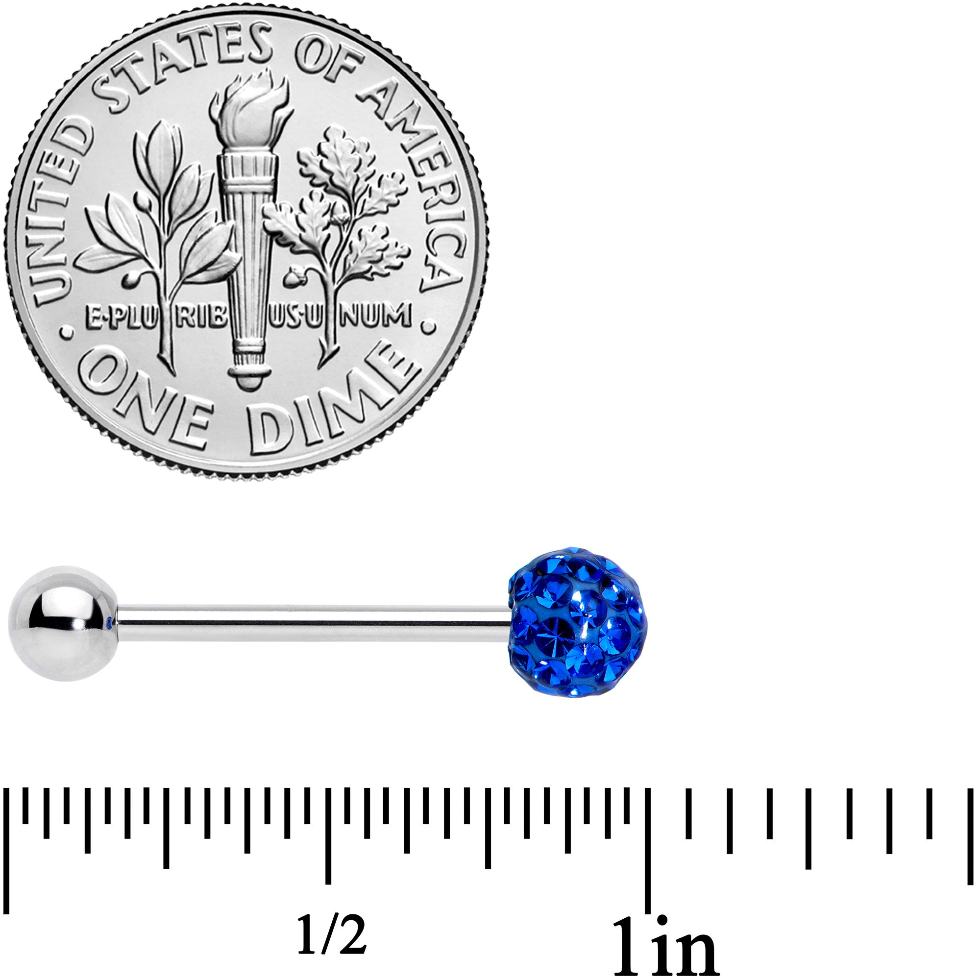 Blue Gem Disco Ball Barbell Tongue Ring