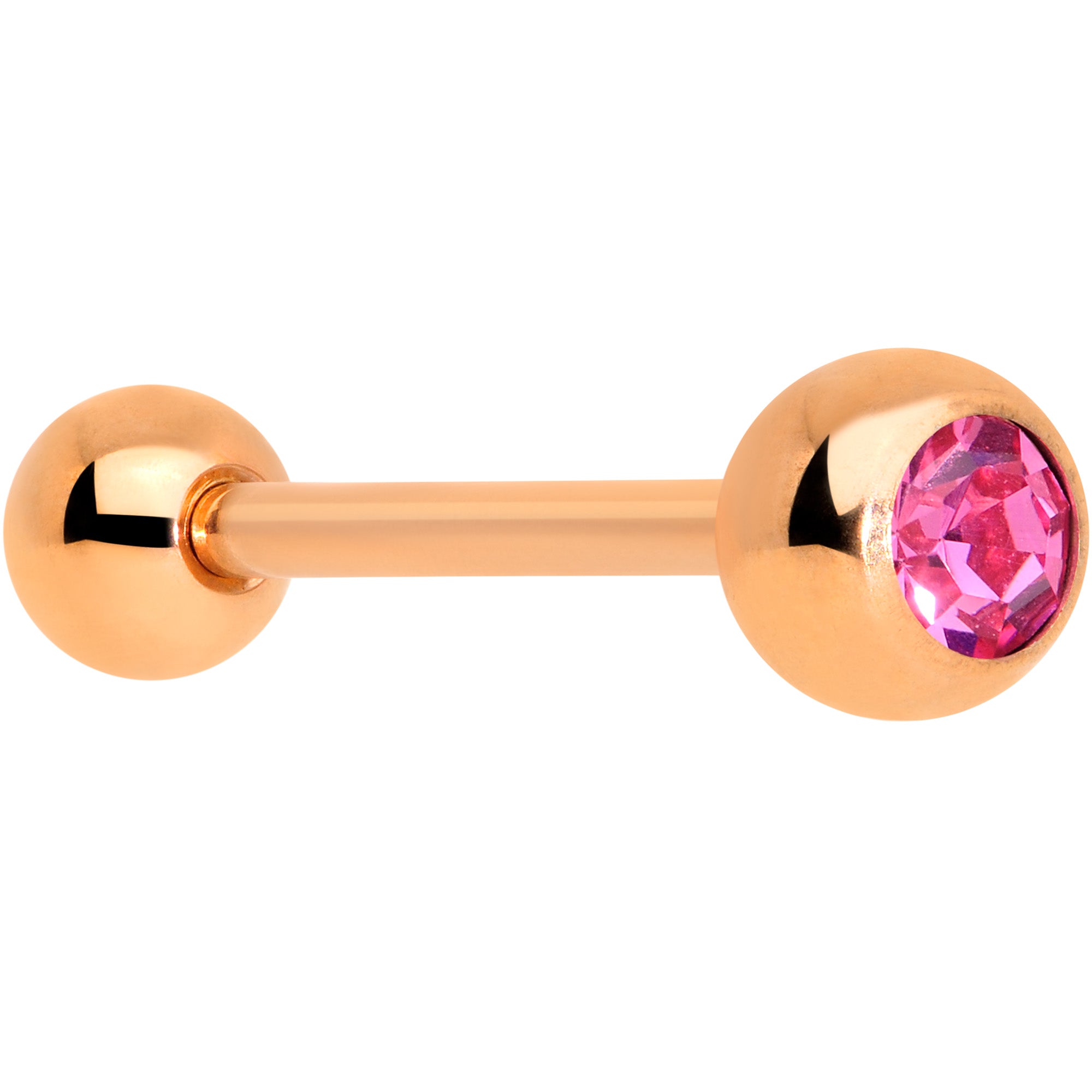 Pink Gem Rose Gold Tone Barbell Tongue Ring