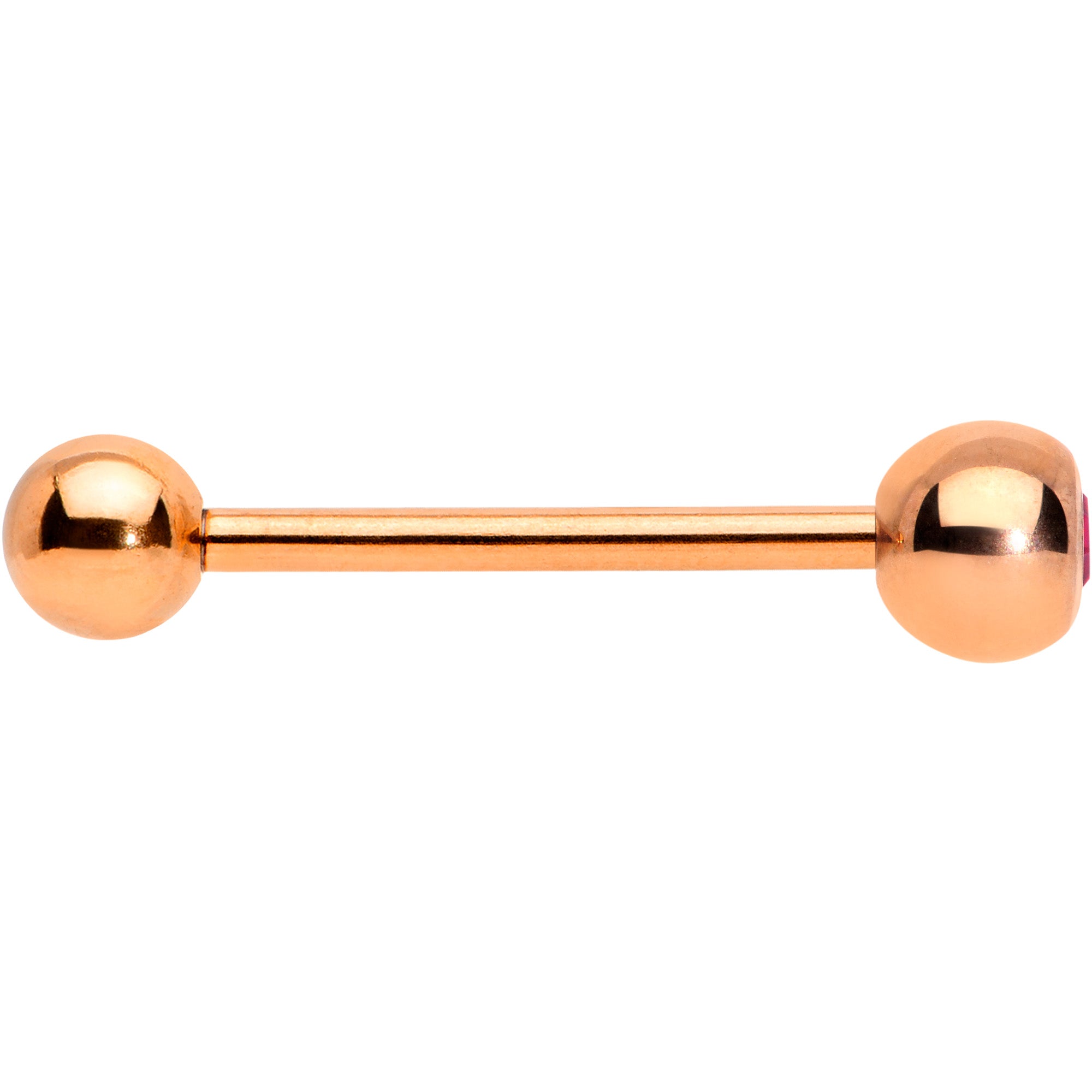 Pink Gem Rose Gold Tone Barbell Tongue Ring