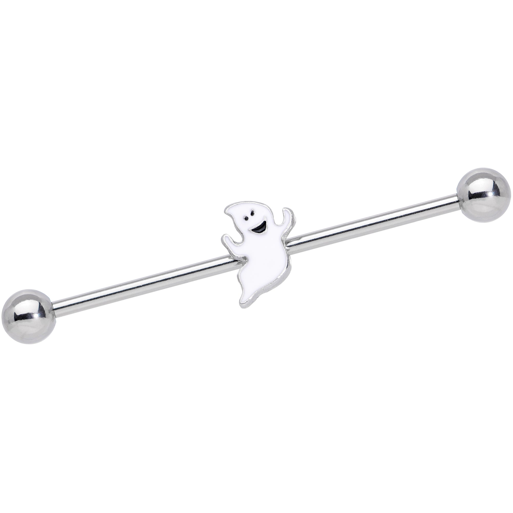 14 Gauge Happy Ghost Halloween Industrial Barbell 38mm