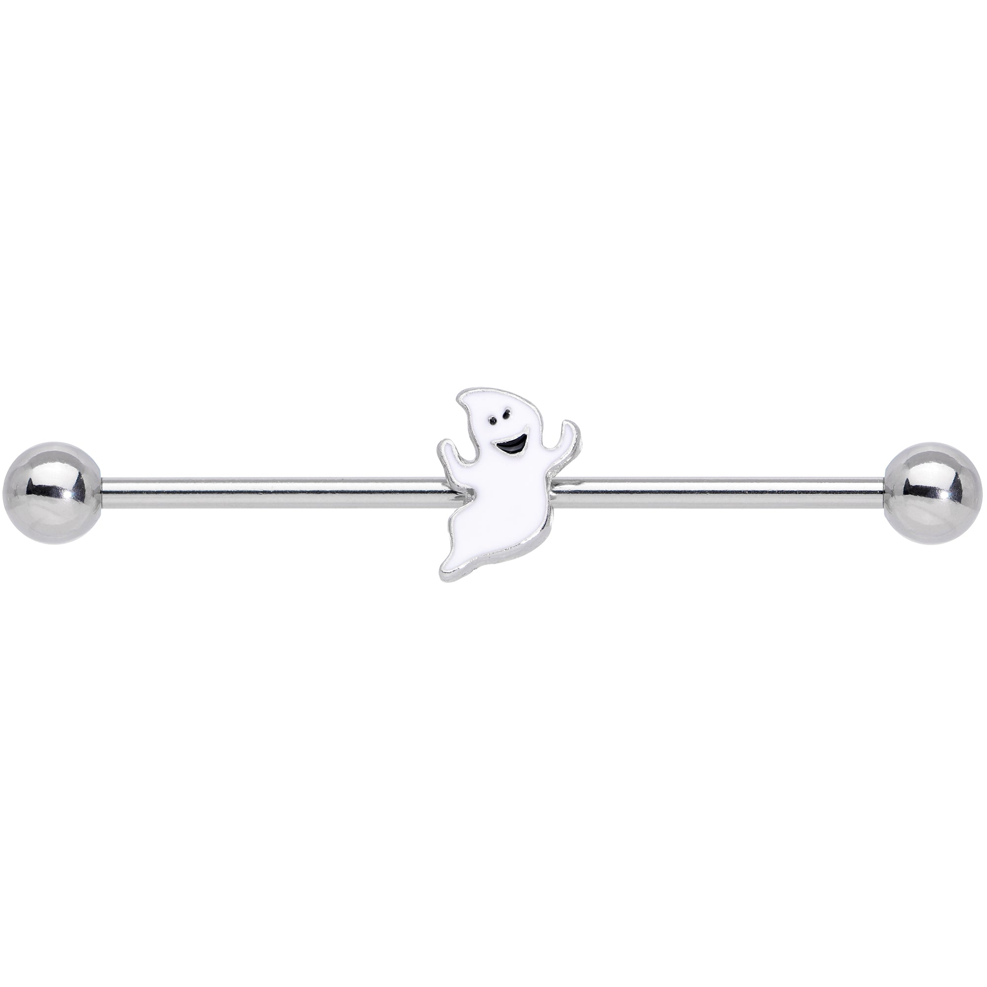 14 Gauge Happy Ghost Halloween Industrial Barbell 38mm