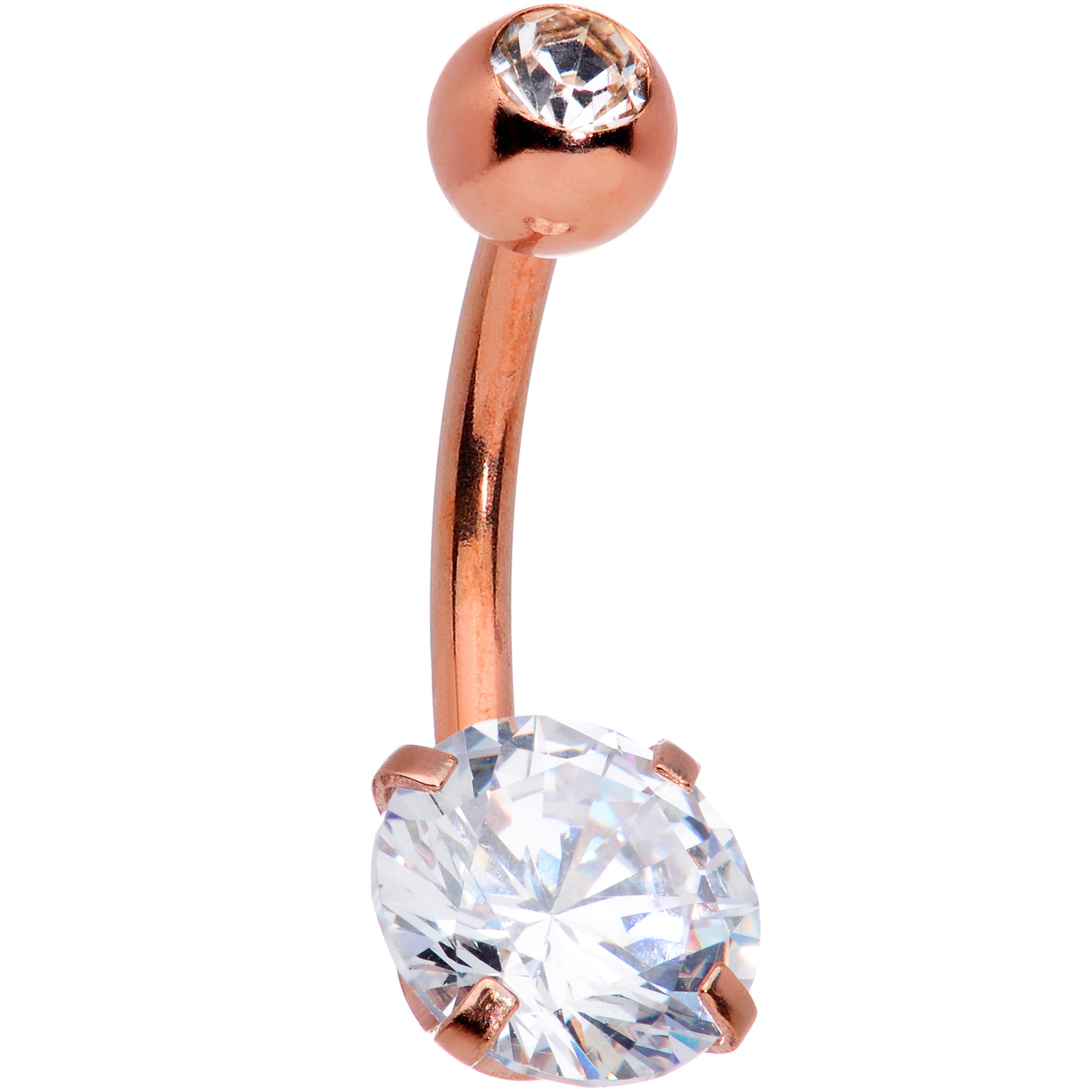 Aurora Clear Gem Rose Gold Tone Flower Belly Ring Set of 3