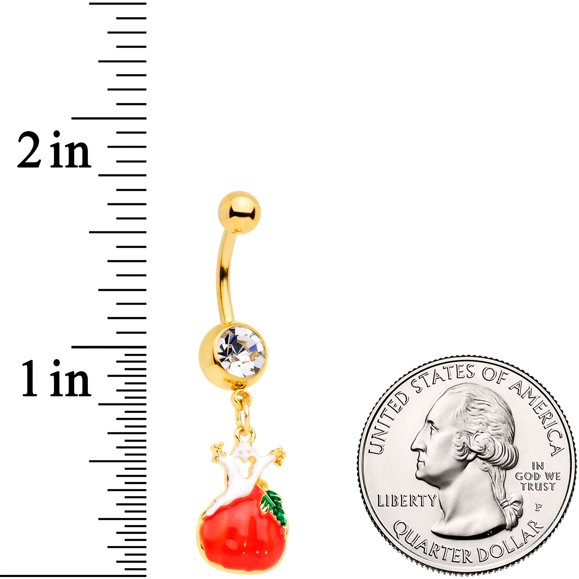 Clear Gem Gold Tone Haunted Pumpkin Halloween Dangle Belly Ring