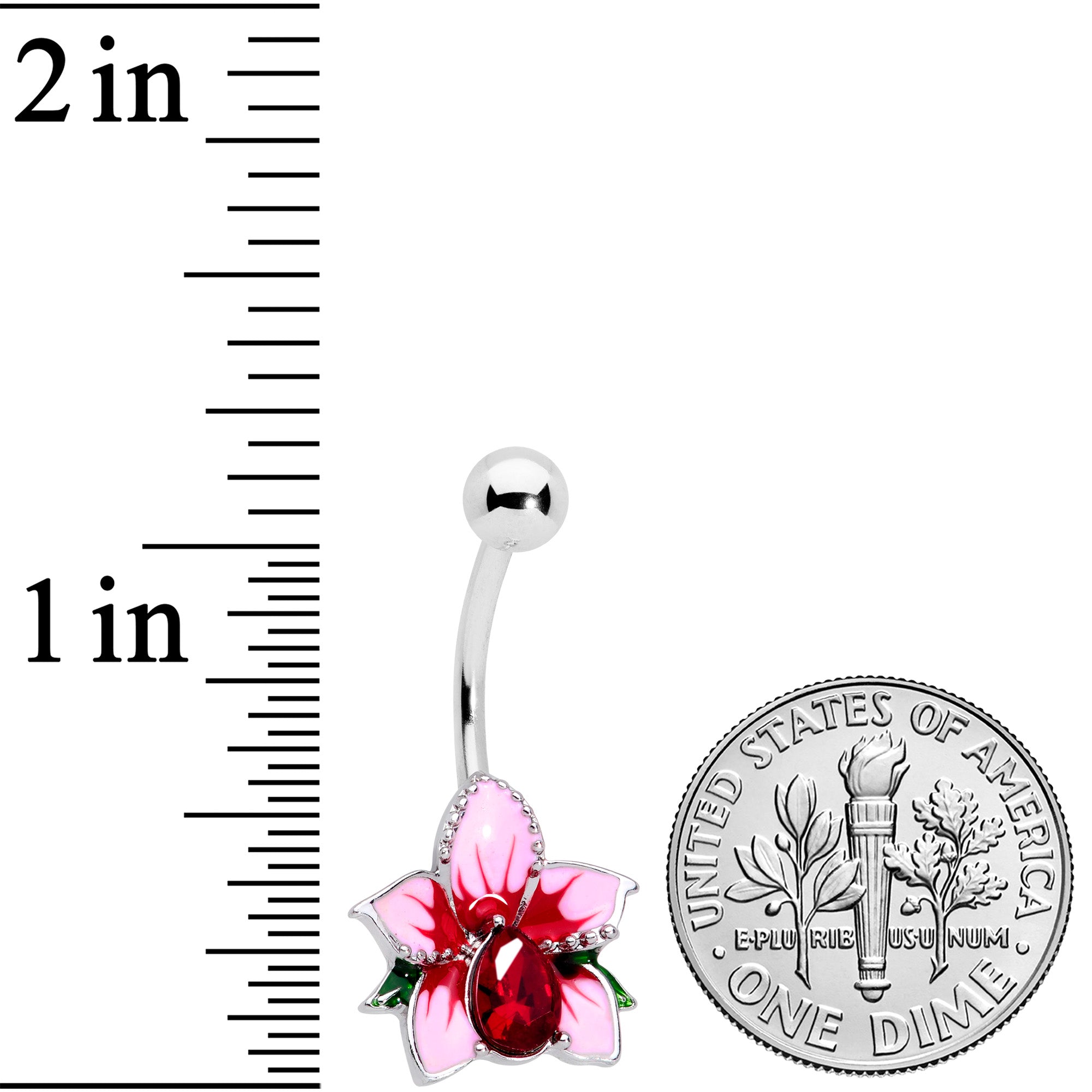 Red Gem Exotic Flower Belly Ring