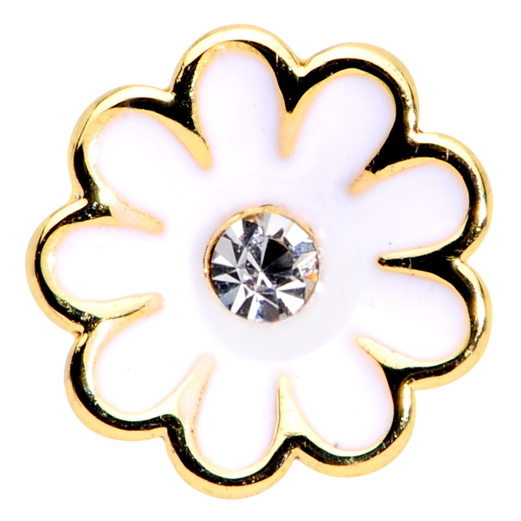 16 Gauge 1/4 Clear Gem Gold Tone Daisy Flower Cartilage Tragus Earring