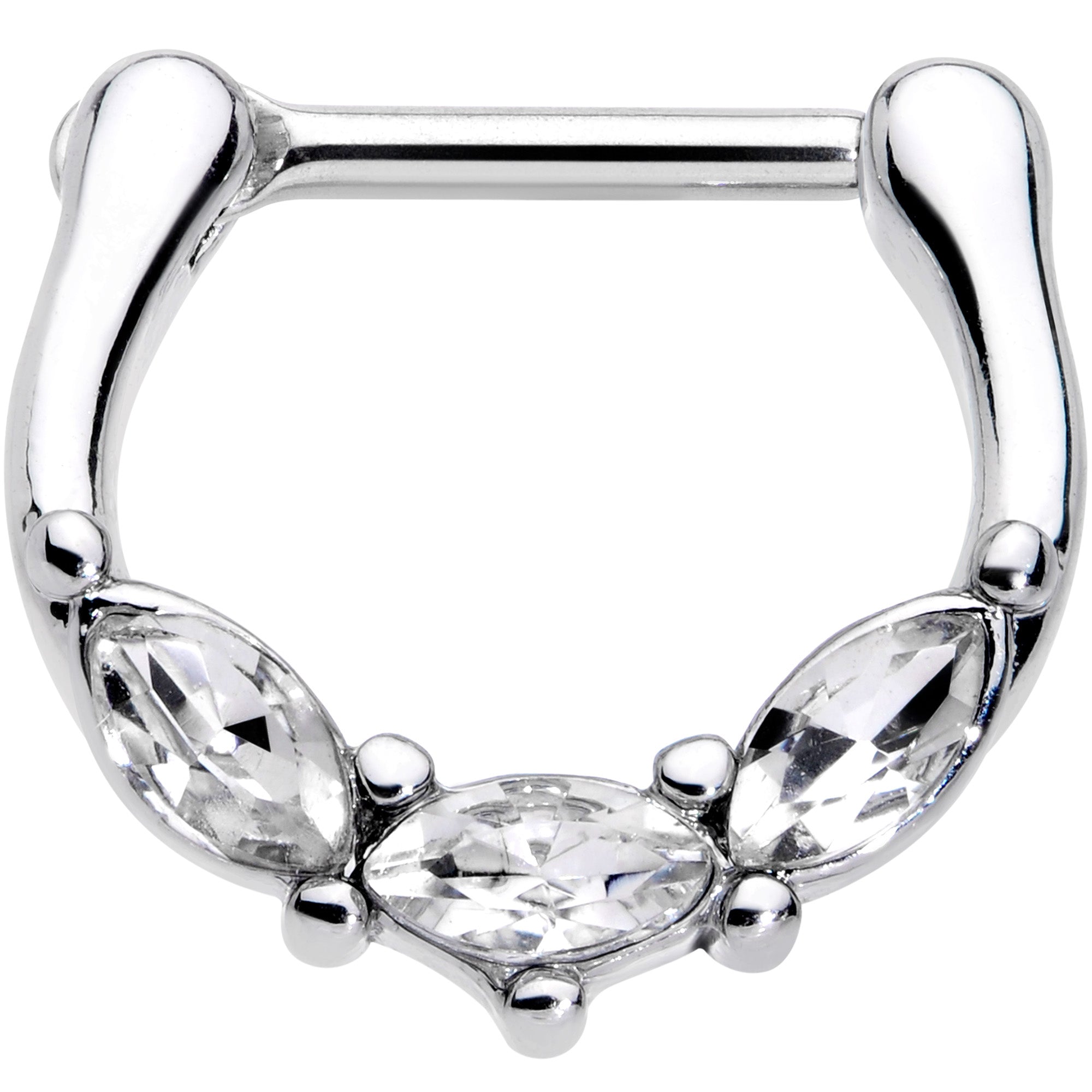 16 Gauge 5/16 Clear Gem Oval Trio Cartilage Clicker