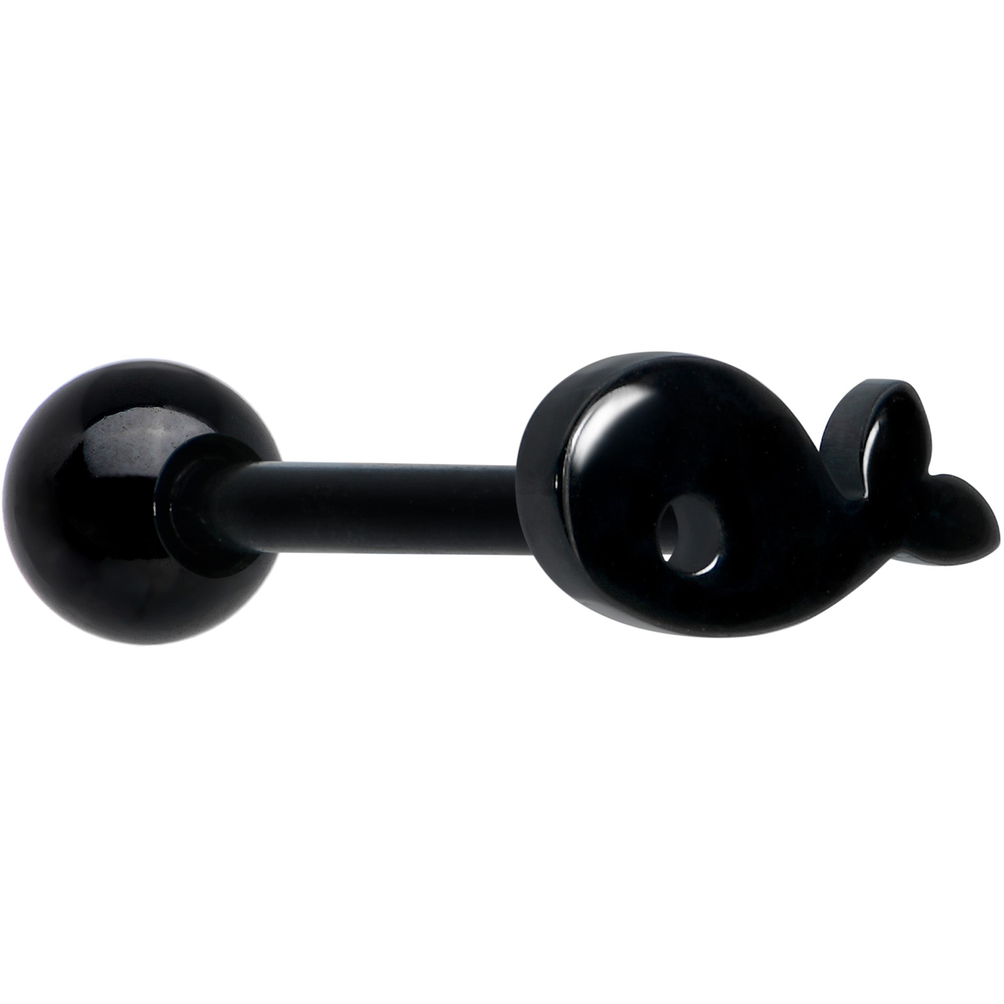 Black Cheery Nautical Whale Barbell Tongue Ring