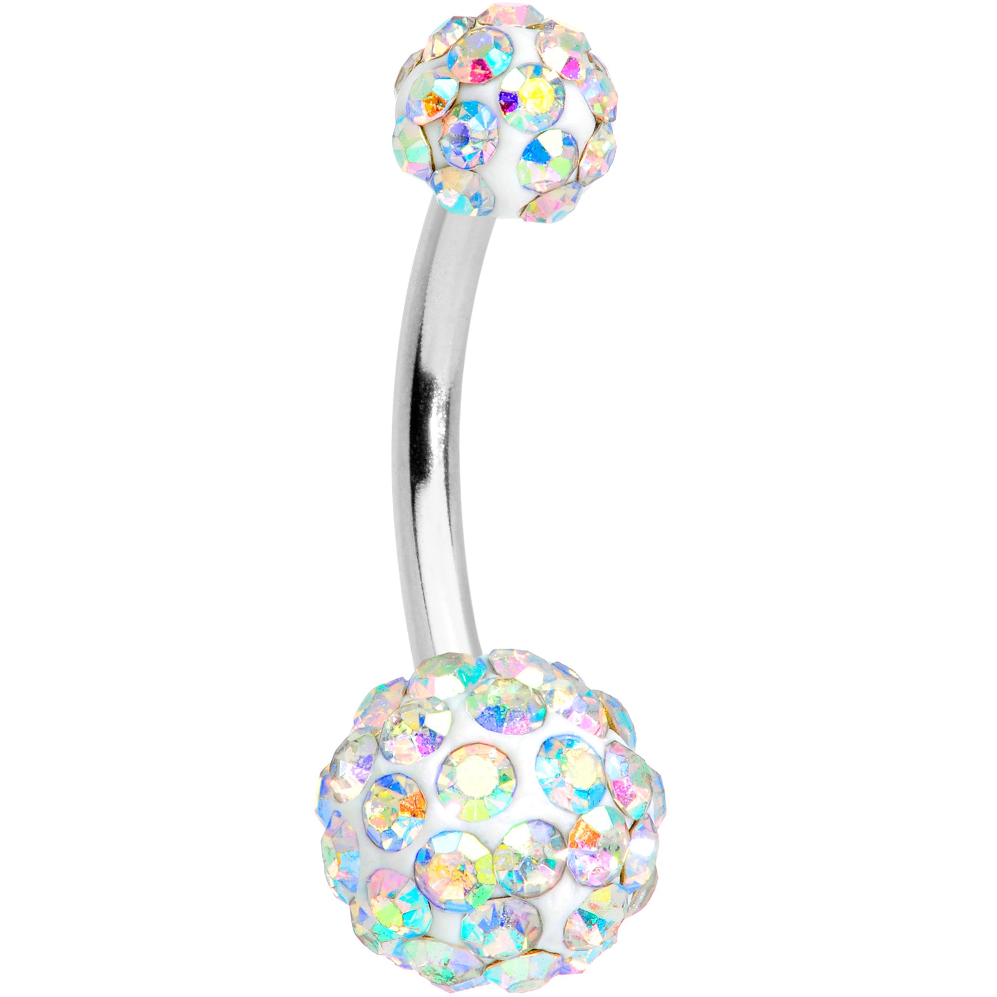 Clear Aurora Gem UV Glow Disco Belly Ring Set of 4