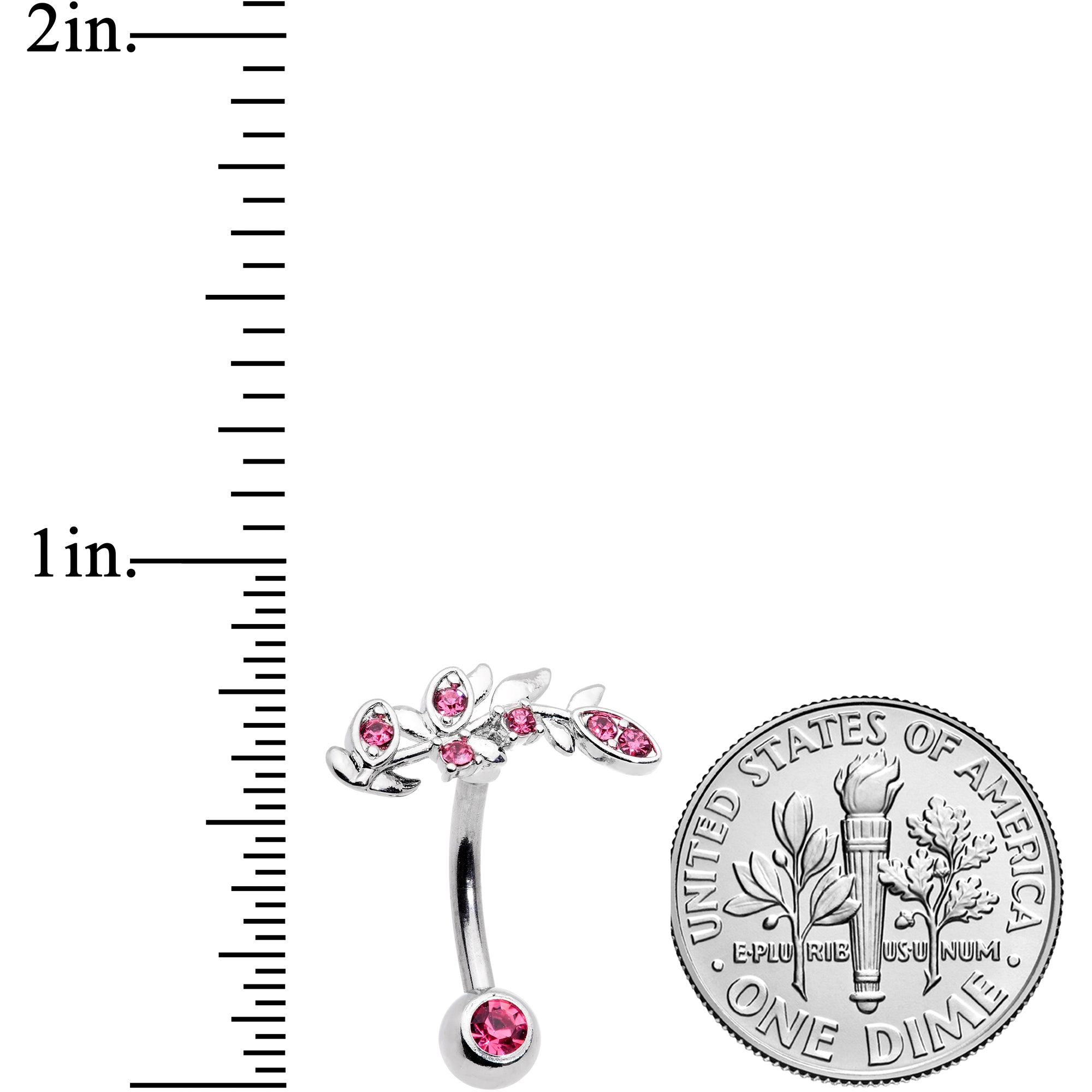 Pink Gem Branch Leaf Belly Ring