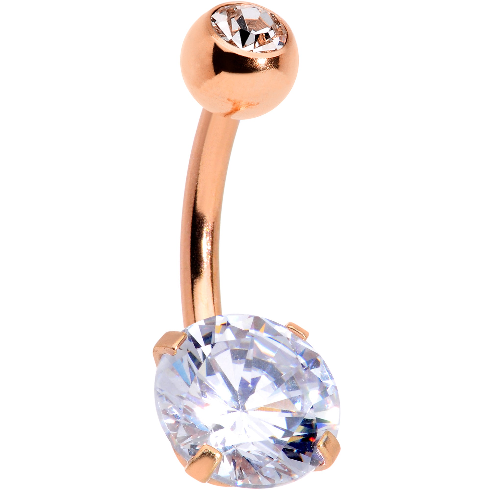 Clear CZ Gem Rose Gold Tone Elegance Belly Ring Set of 3