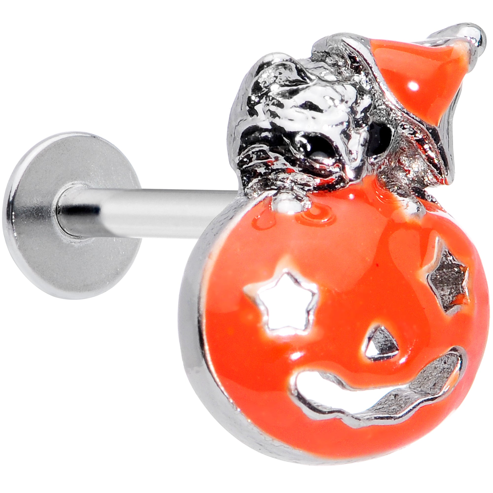 16 Gauge 5/16 Cat Pumpkin Halloween Labret Monroe Tragus