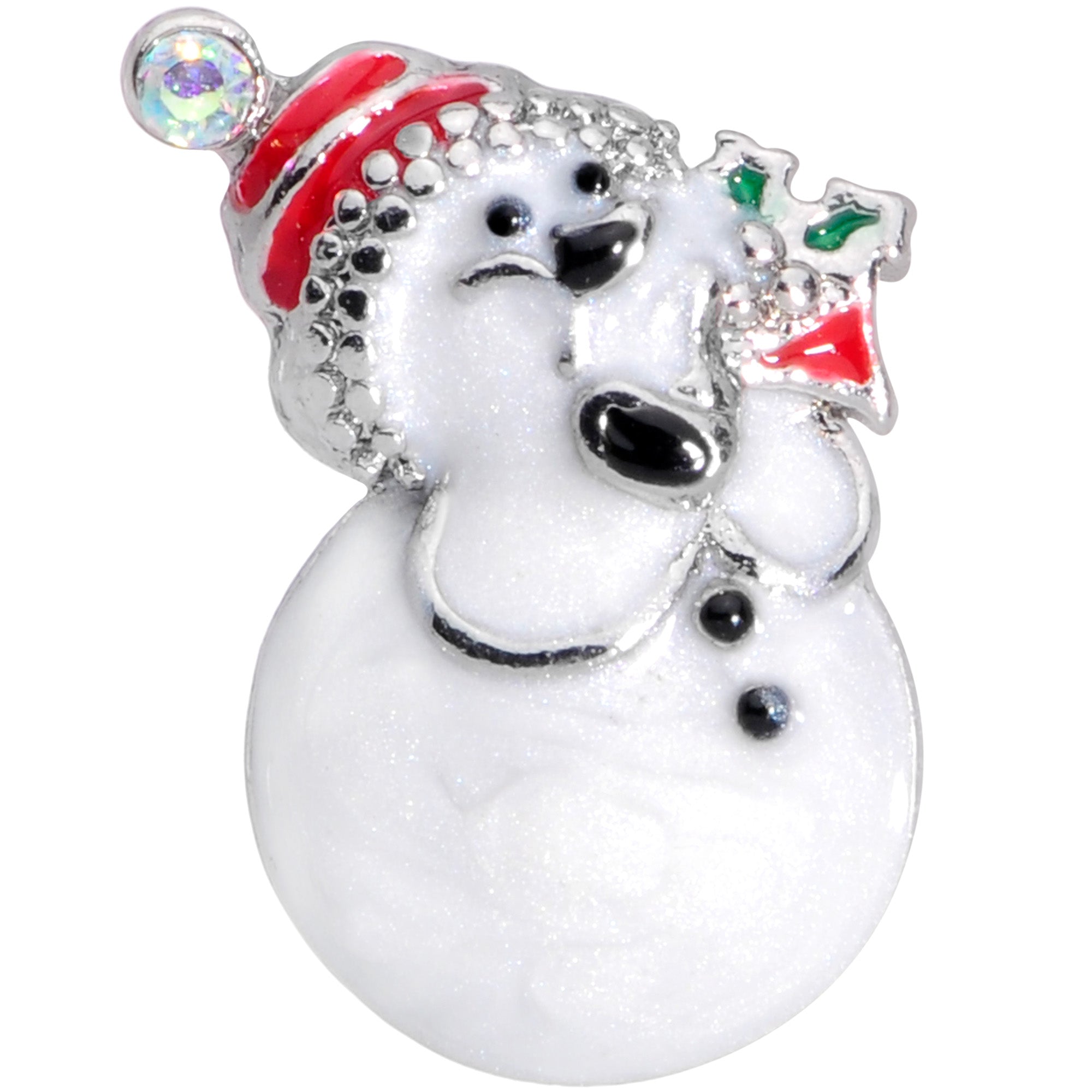 16 Gauge 1/4 Aurora Gem Snowman Christmas Cartilage Tragus Earring