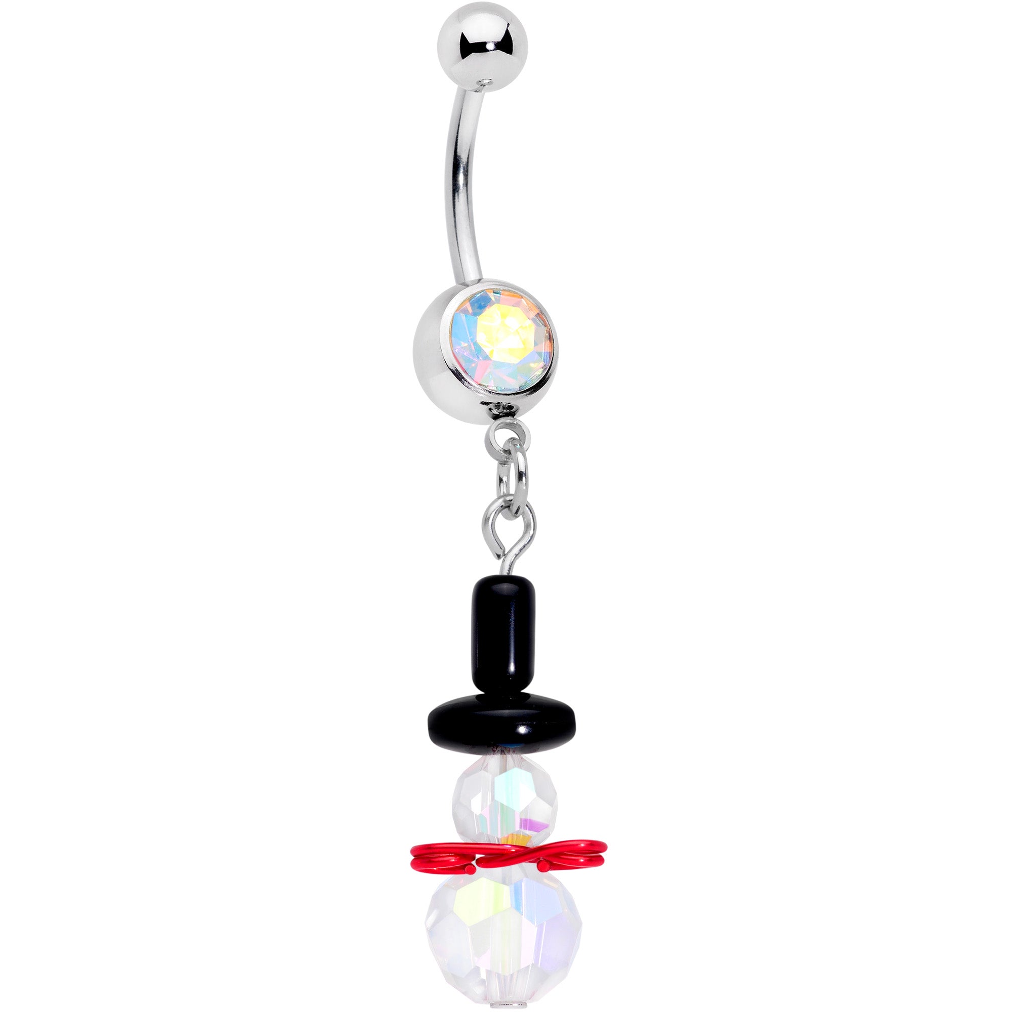 Aurora Gem Winter Snowman Christmas Dangle Belly Ring