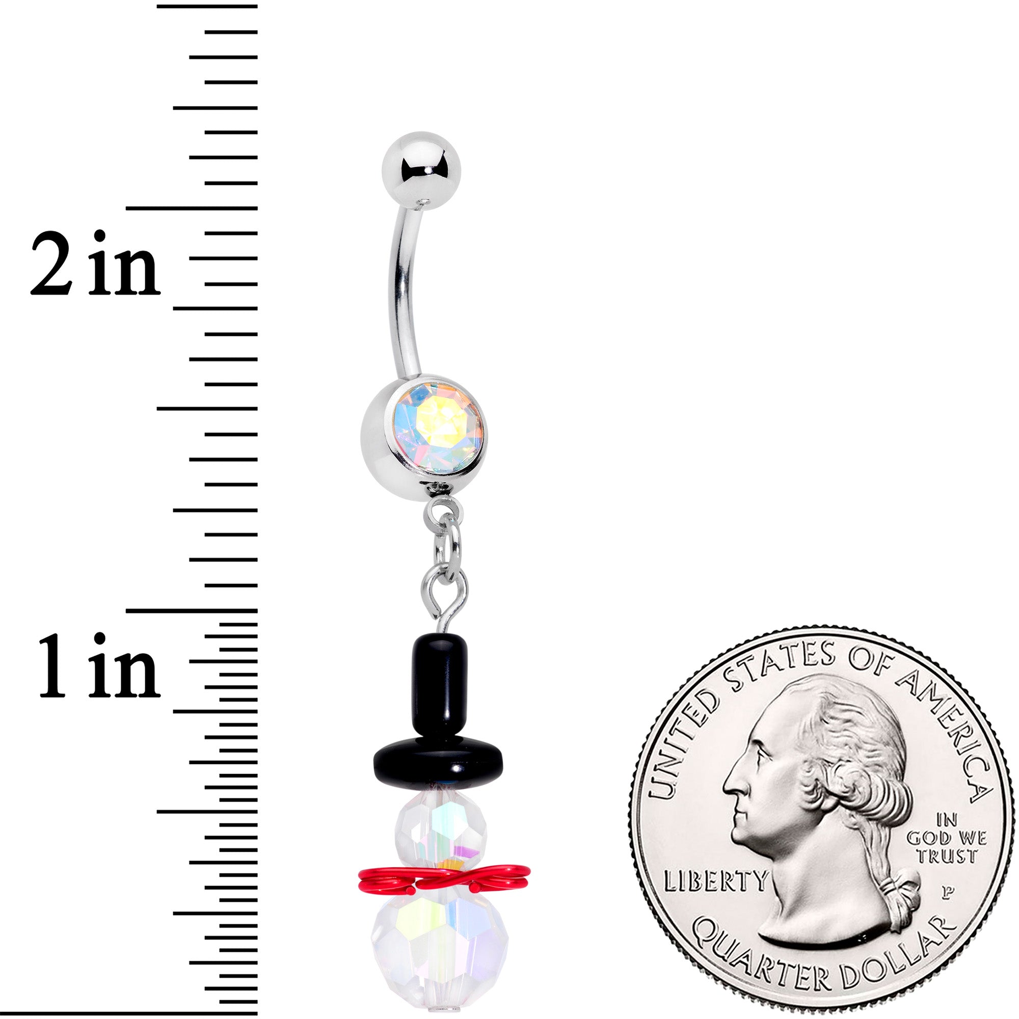 Aurora Gem Winter Snowman Christmas Dangle Belly Ring