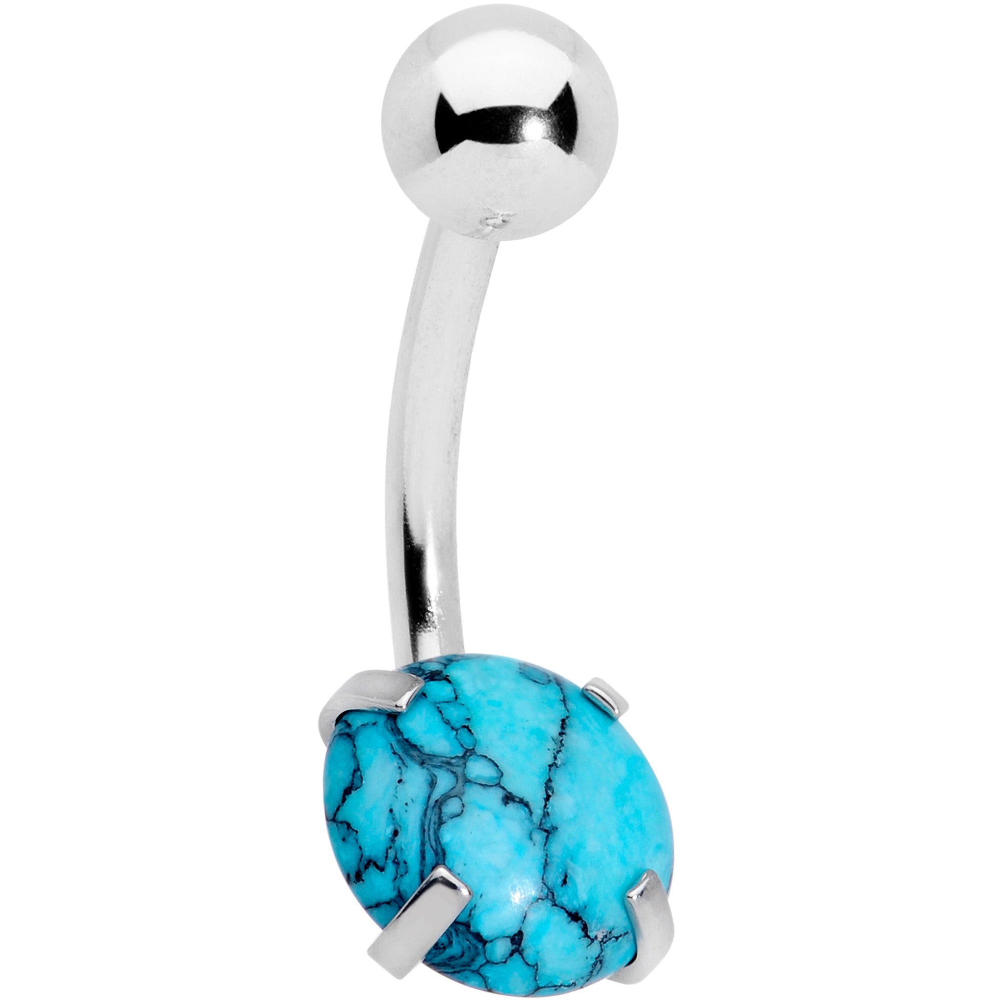 Clear Gem Faux Turquoise UV Glow Belly Ring Set of 4