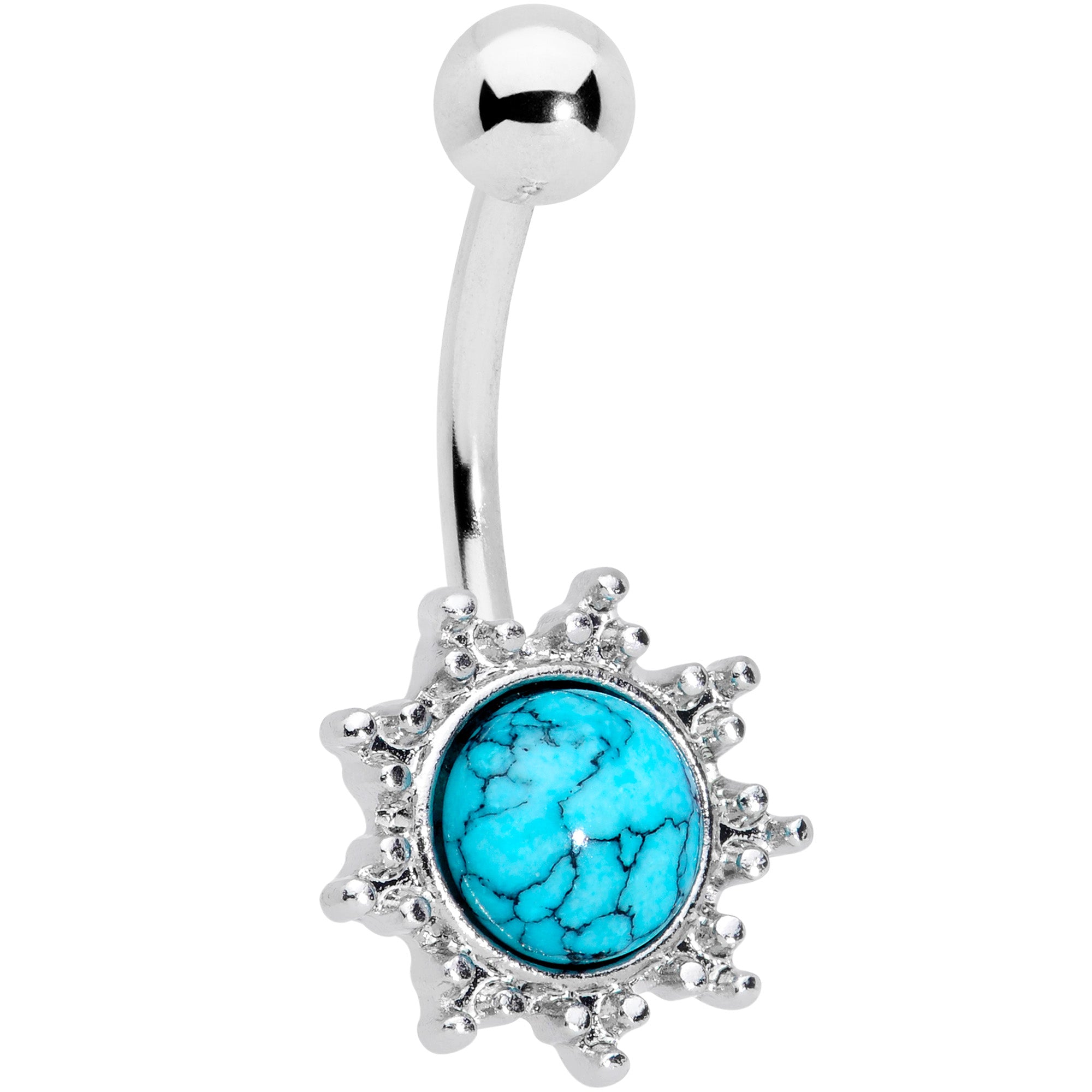 Clear Gem Faux Turquoise UV Glow Belly Ring Set of 4