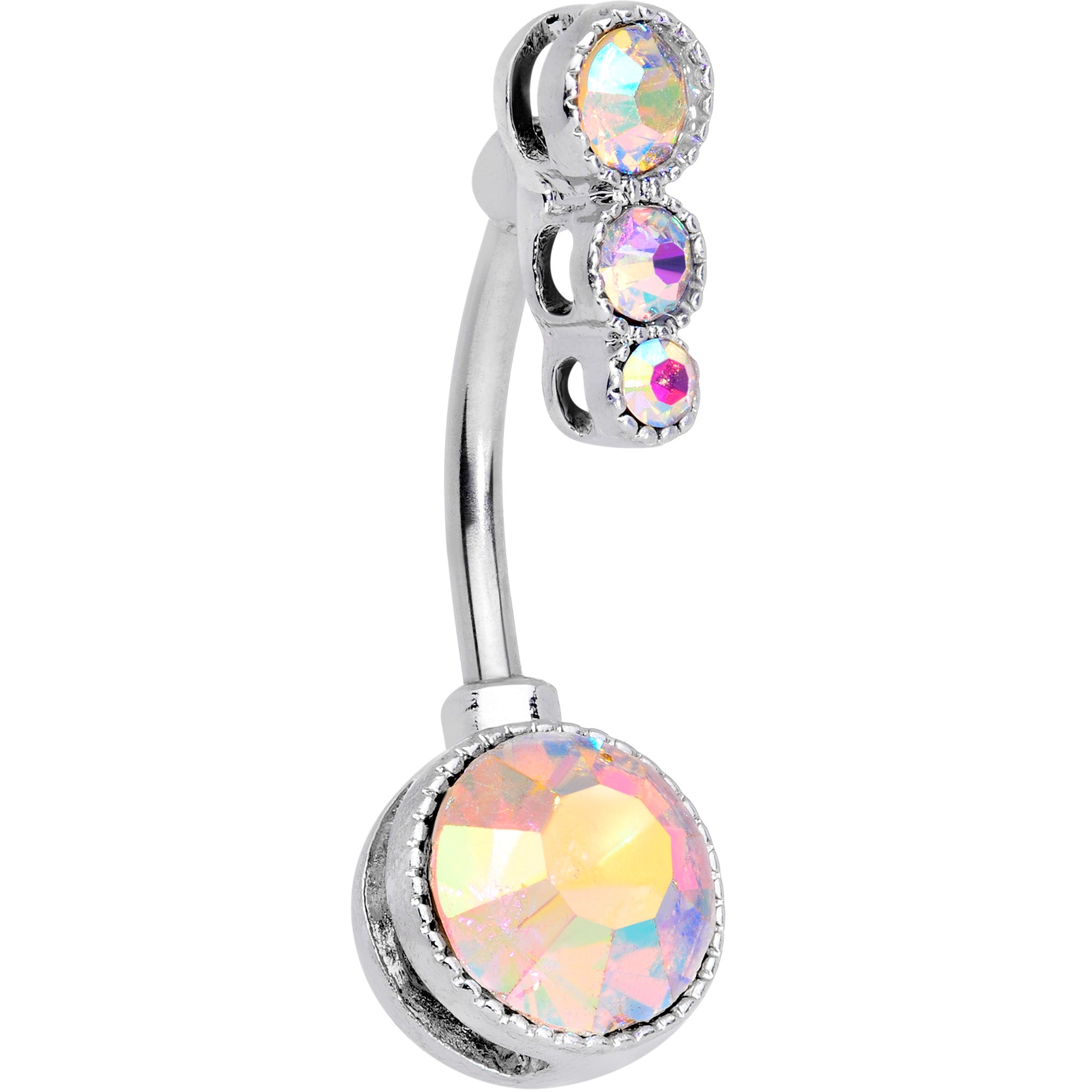 Aurora CZ Gem Purple UV Glow Belly Ring Set of 3