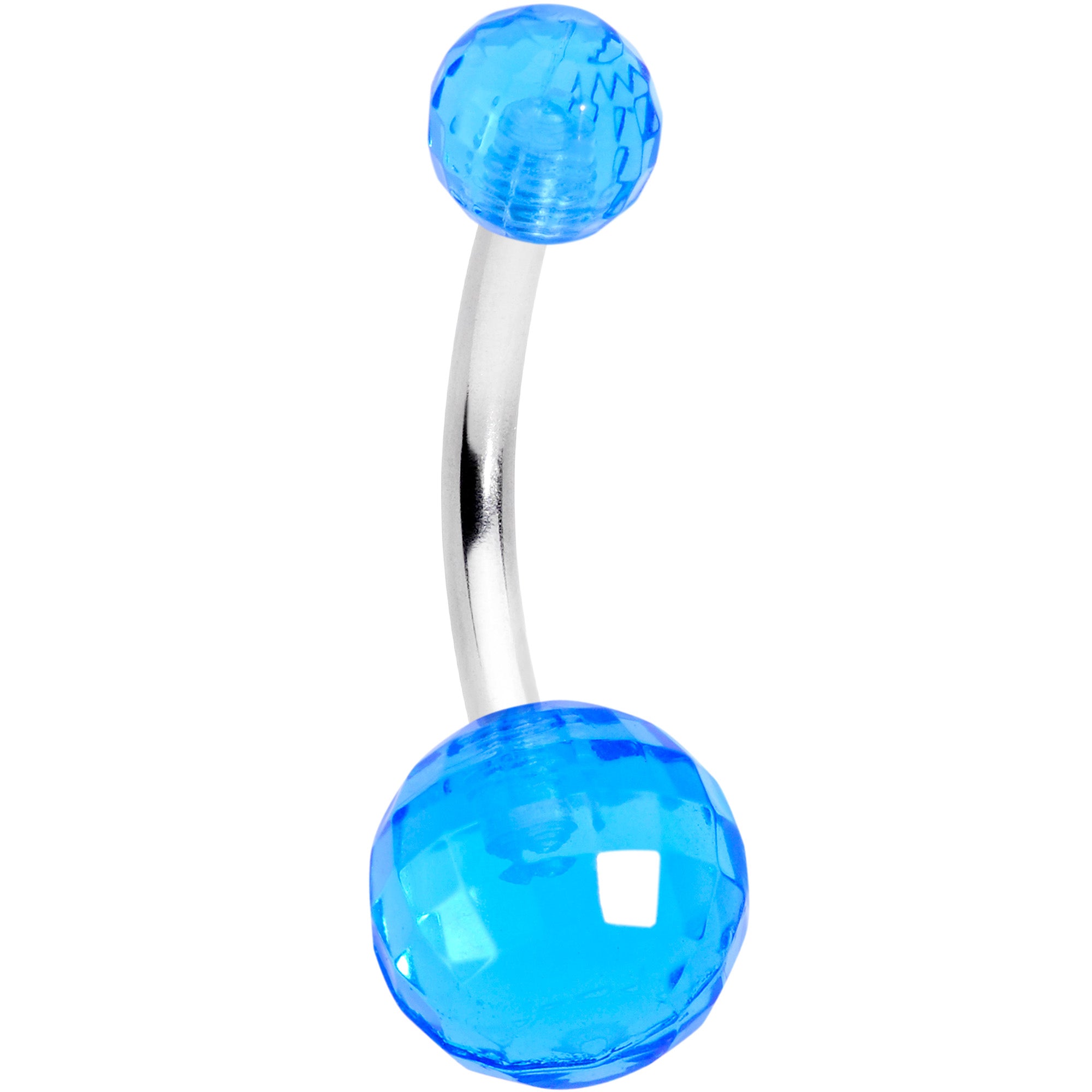 Clear Gem Star Moon Dangle Twister Blue Belly Ring Set of 3