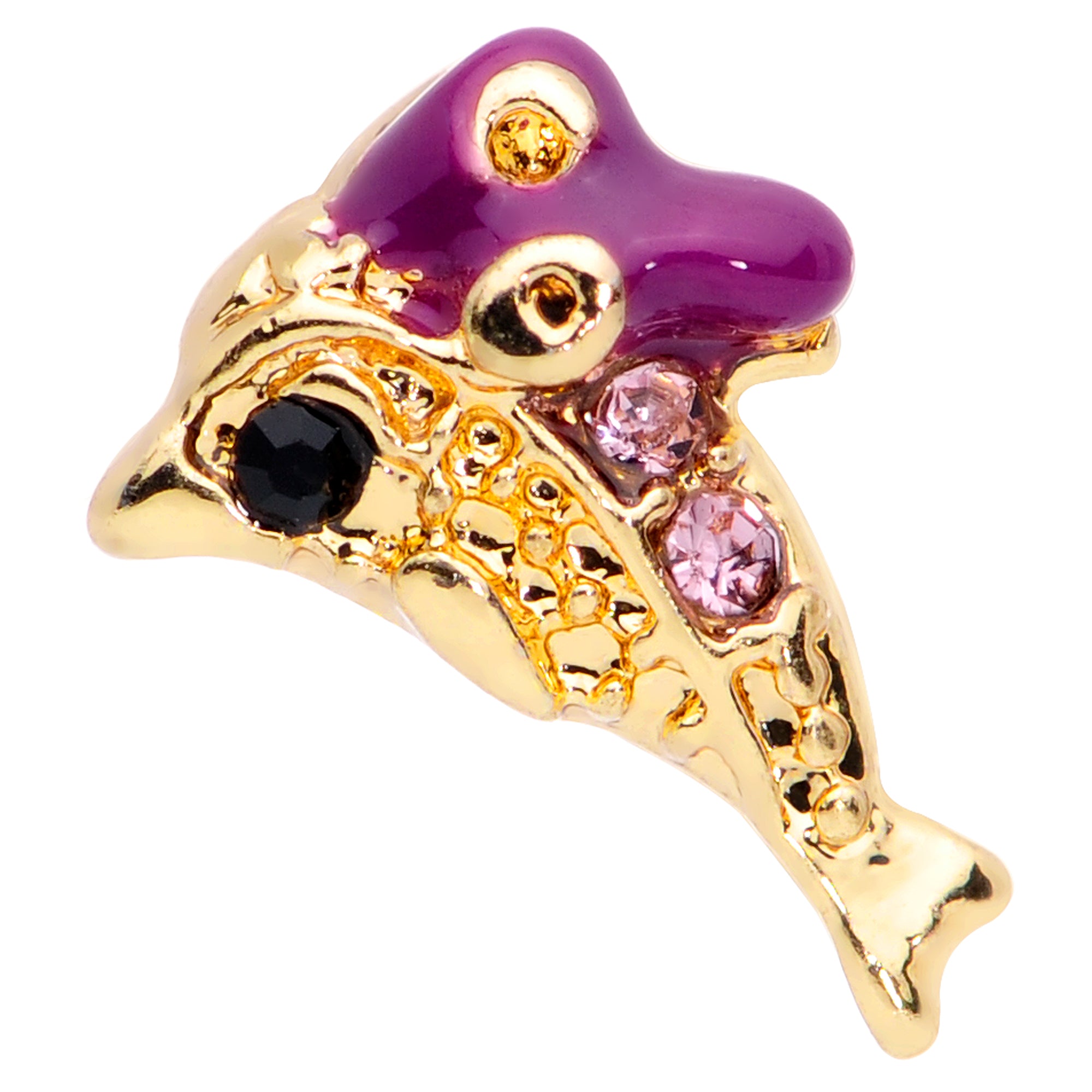 16 Gauge 1/4 Purple Gem Gold Tone Dainty Dolphin Cartilage Tragus