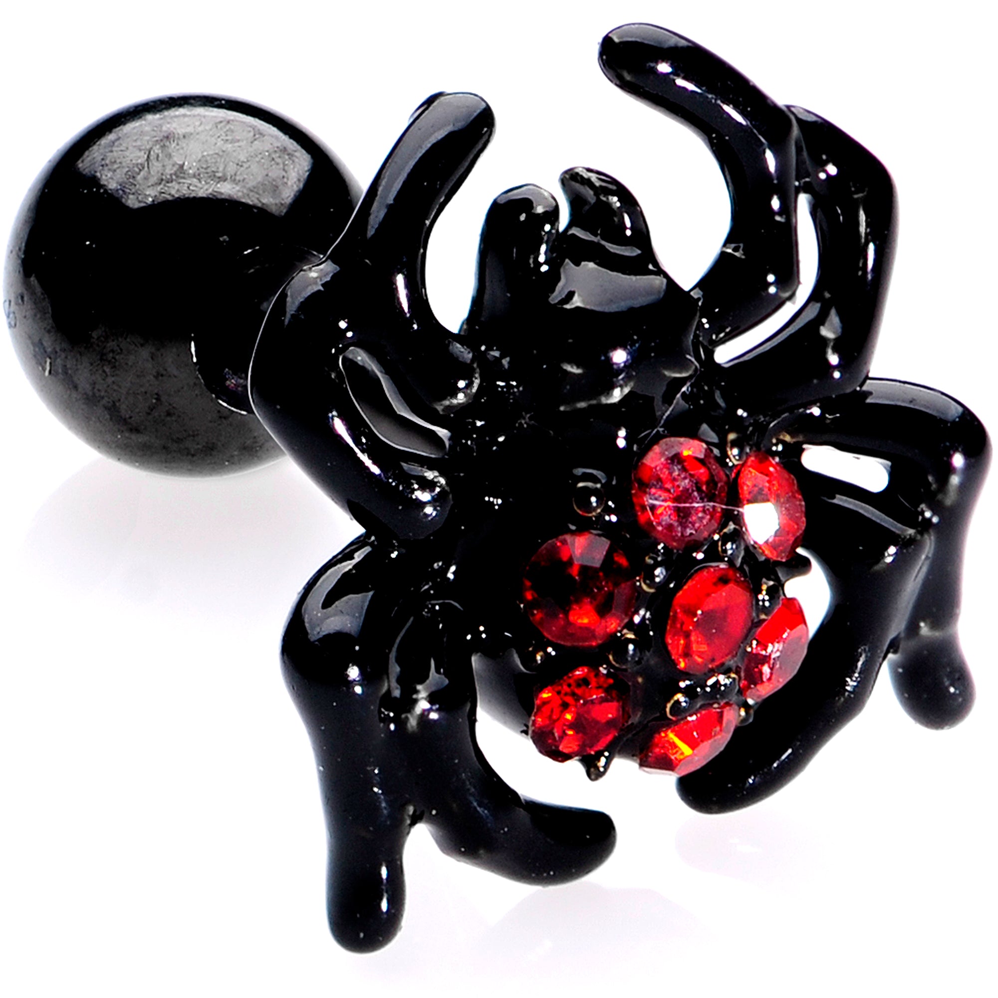 16 Gauge 1/4 Black Red Gem Spider Halloween Cartilage Tragus Set of 3