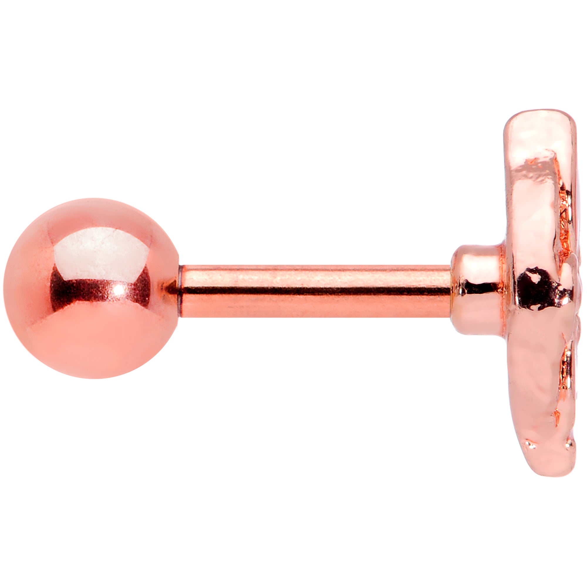 16 Gauge 1/4 Clear Gem Rose Gold Tone Pink Cross Cartilage Tragus