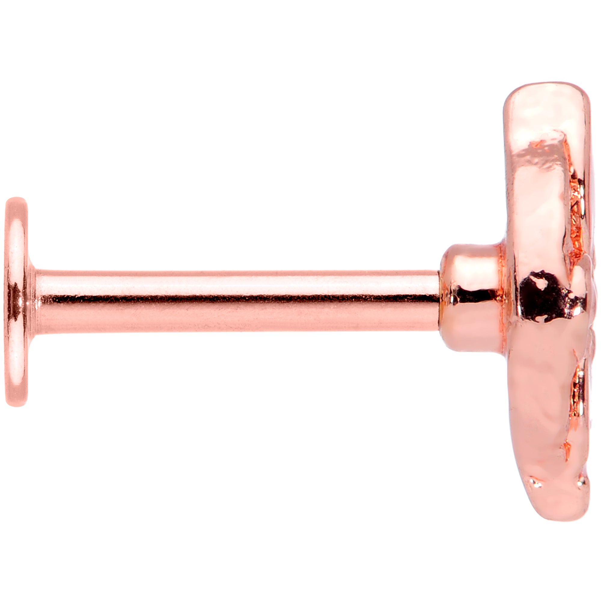 16 Gauge 5/16 Clear Gem Rose Gold Tone Pink Cross Labret Monroe Tragus