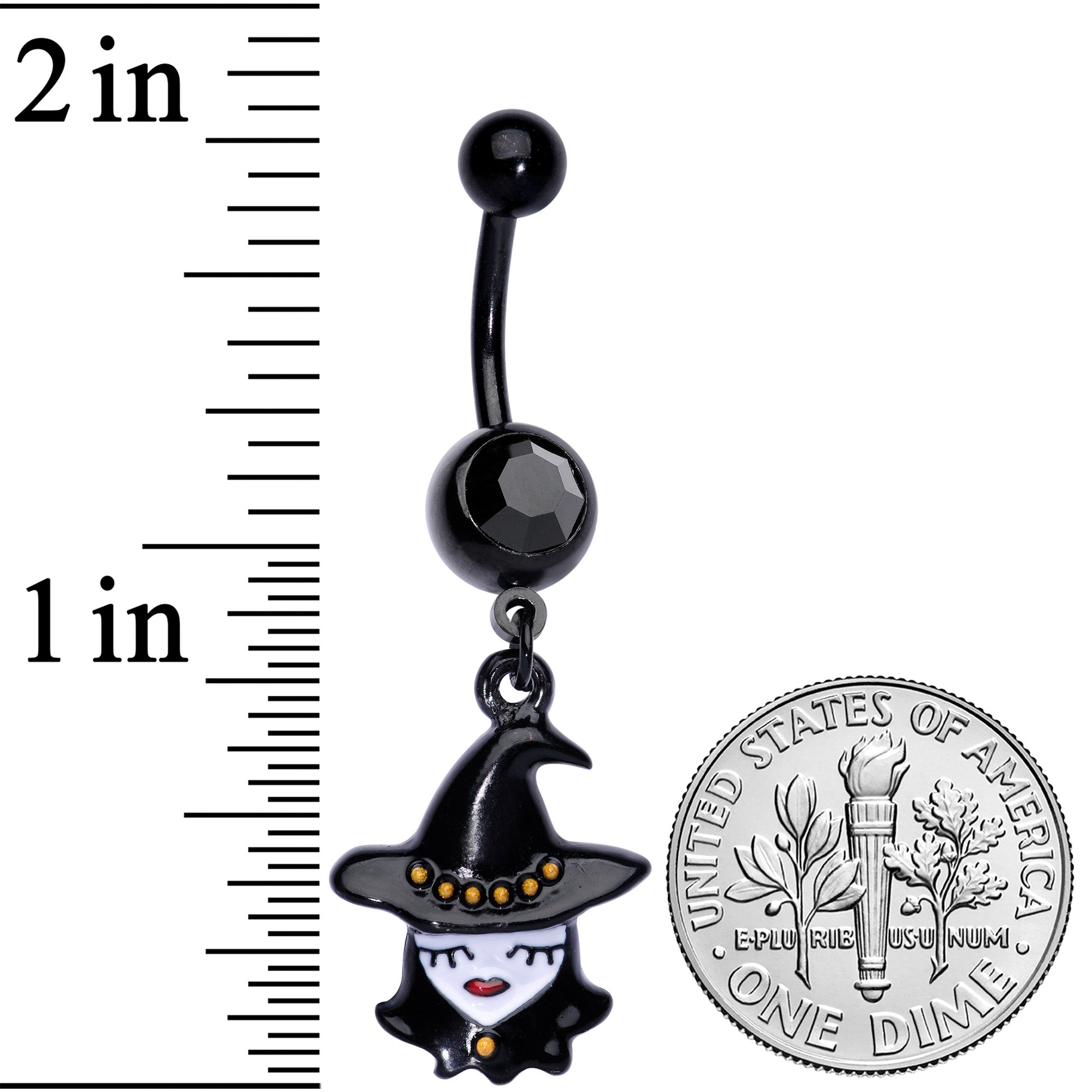 Black Gem Black Pretty Goth Witch Halloween Dangle Belly Ring