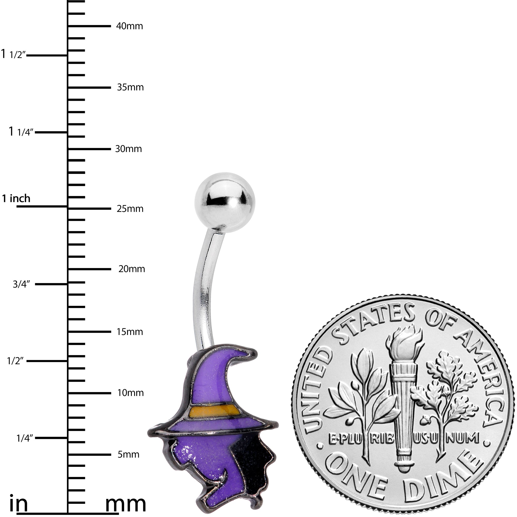 Purple Witch Halloween Glow in the Dark Belly Ring