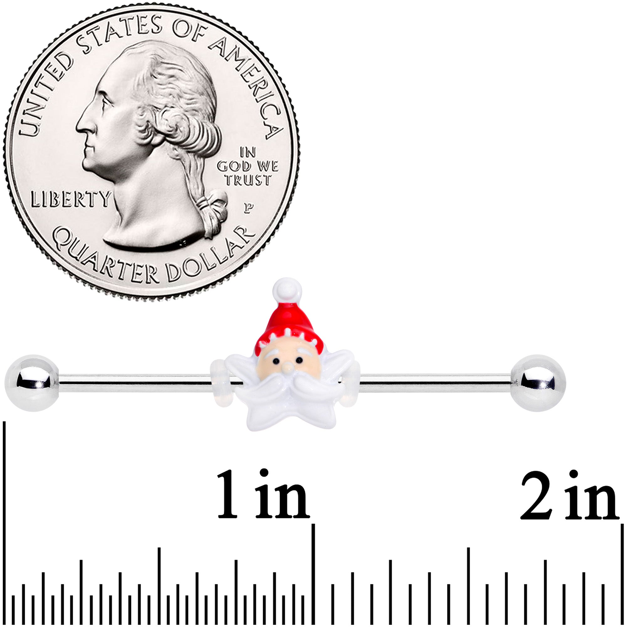 14 Gauge Santas Beard Holiday Christmas Industrial Barbell 38mm