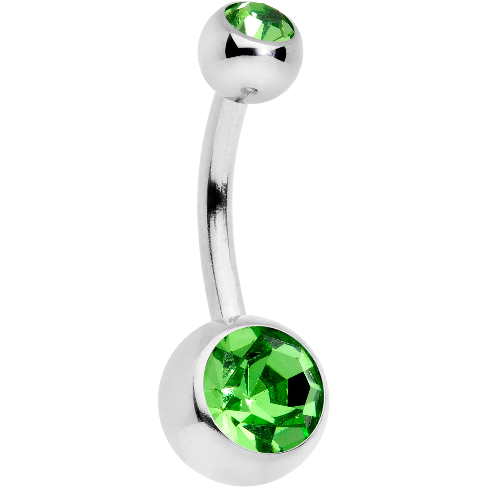 Green Gem Glow Sandblasted Multicolor Belly Ring Set of 4