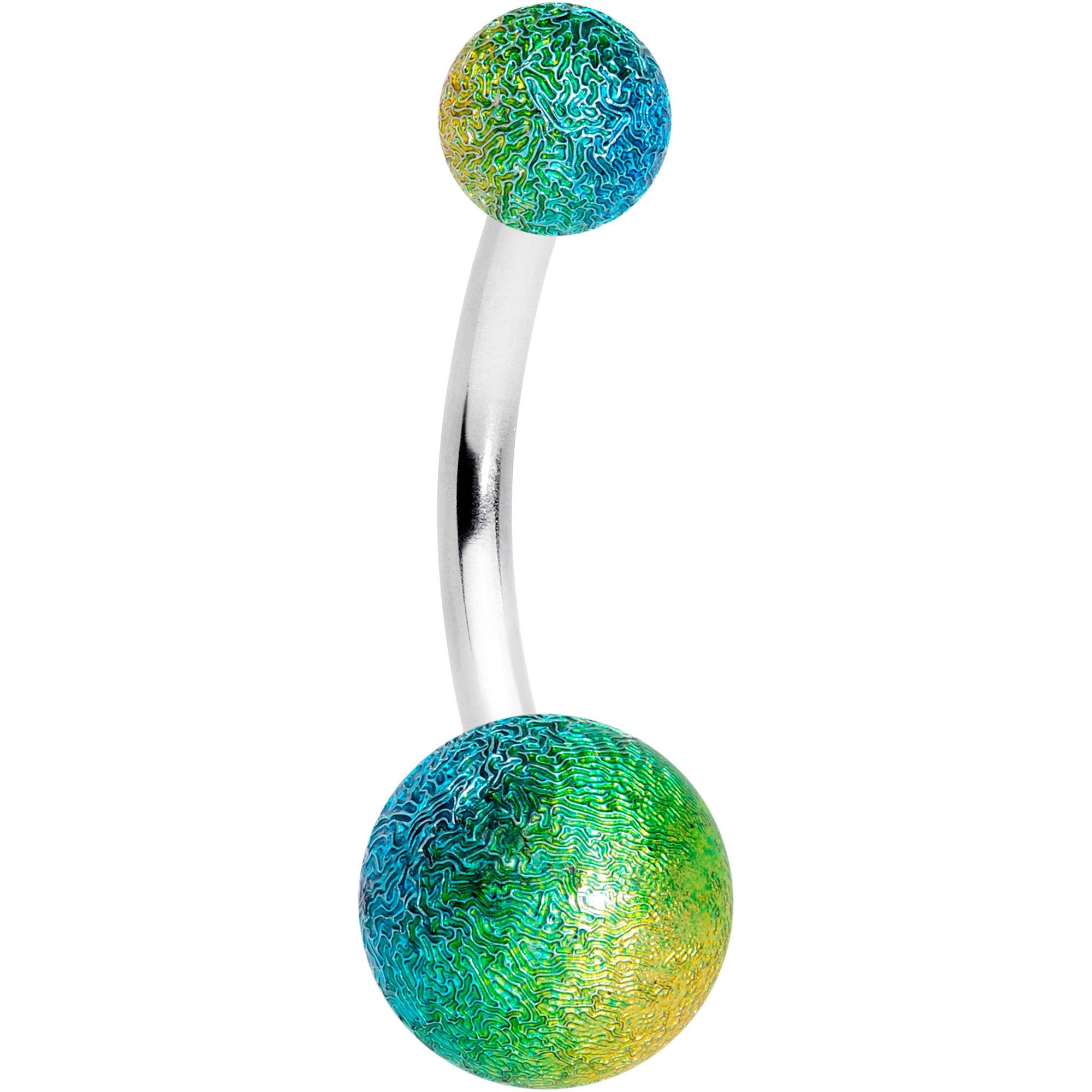 Green Gem Glow Sandblasted Multicolor Belly Ring Set of 4