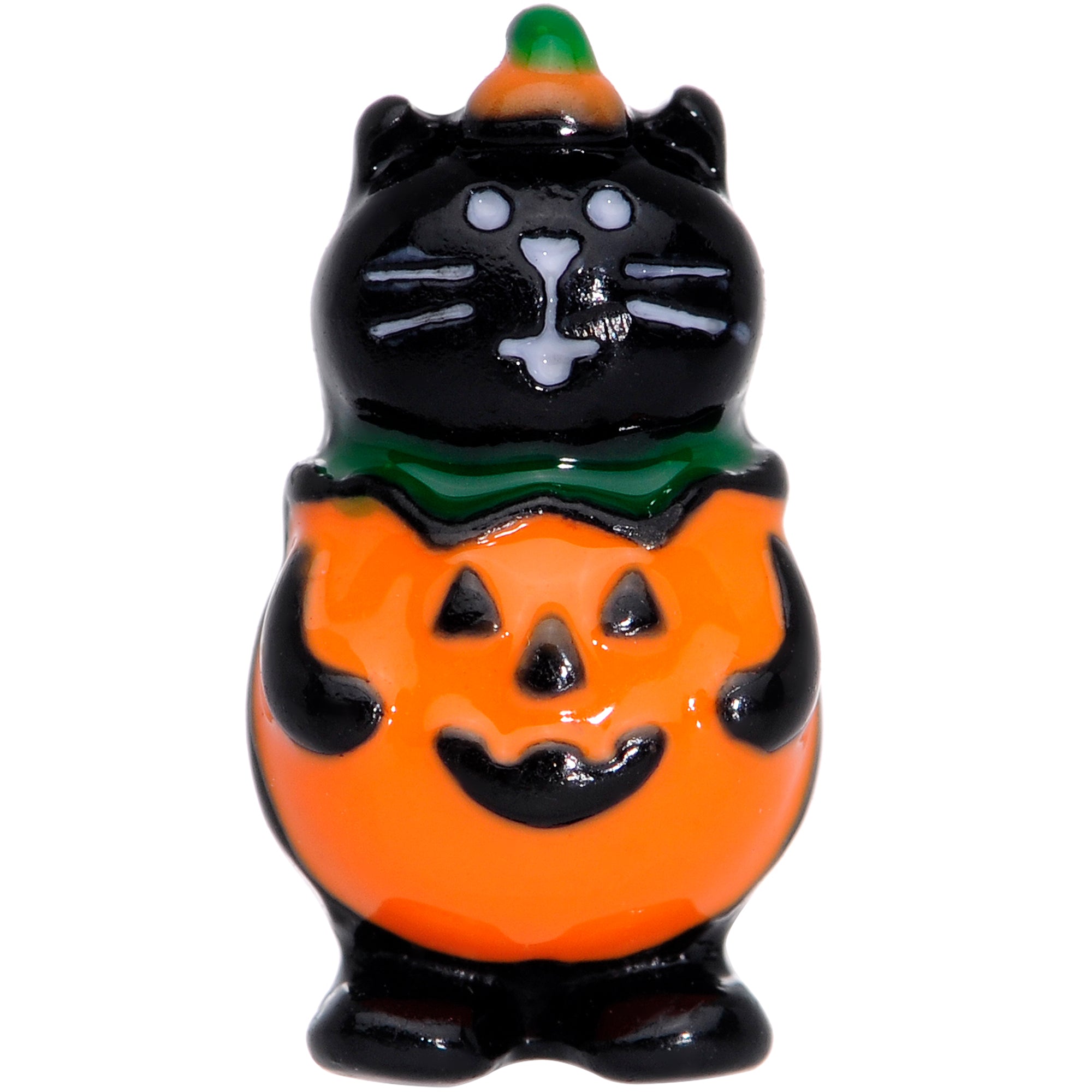 16 Gauge 1/4 Black Cat Pumpkin Halloween Cartilage Tragus