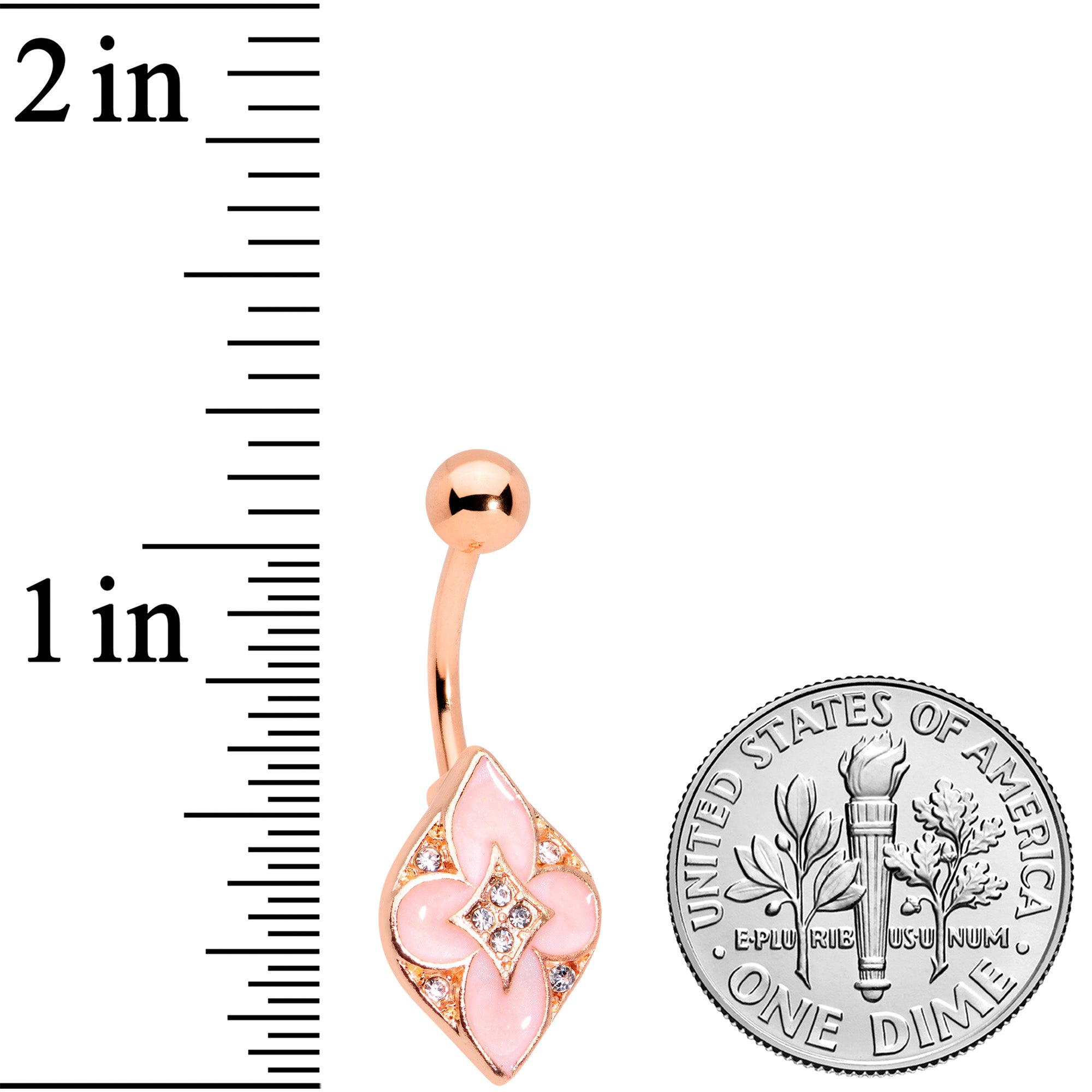 Clear Gem Rose Gold Tone Pink Cross Belly Ring